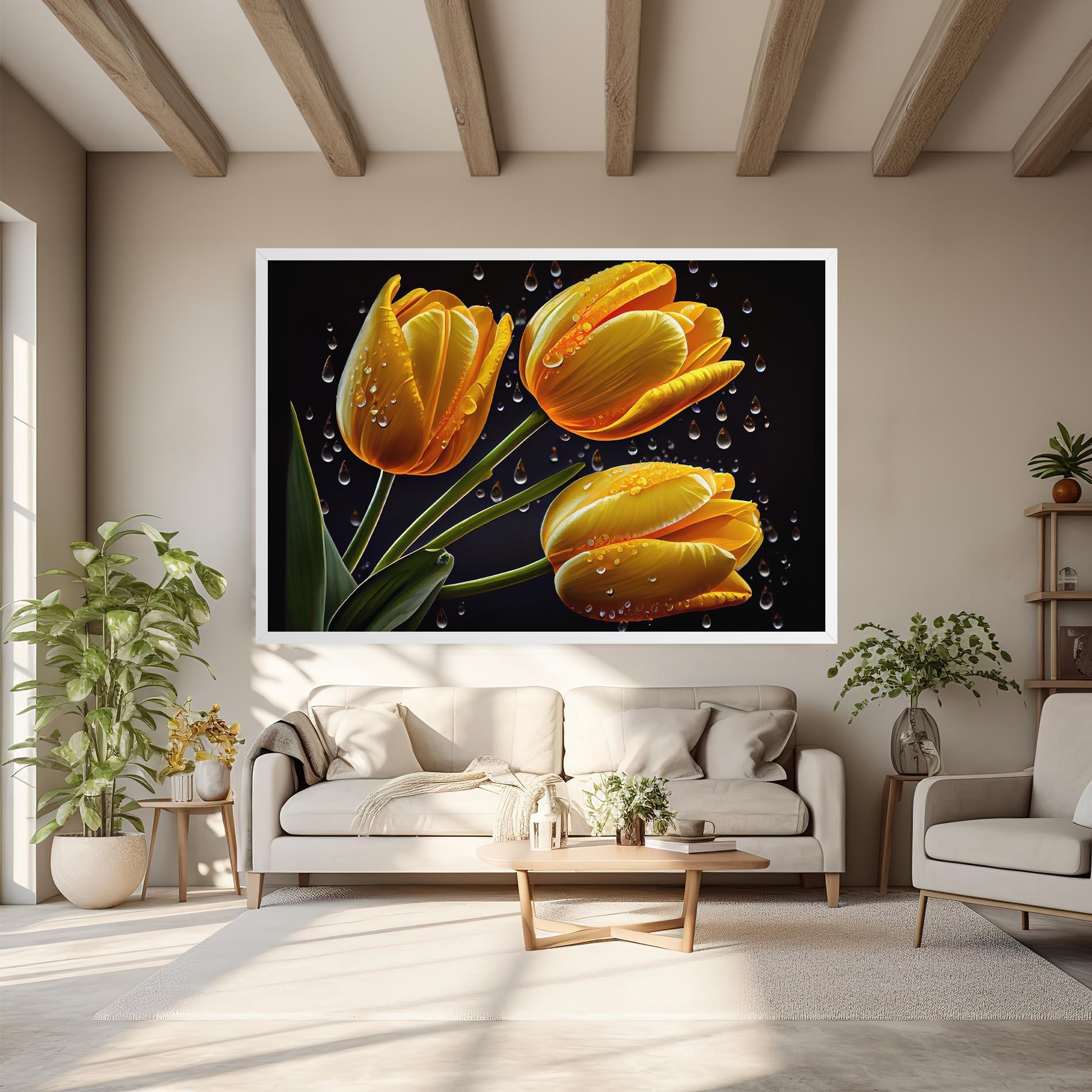 Tablou Canvas 3 Yellow Tulips mockup 6