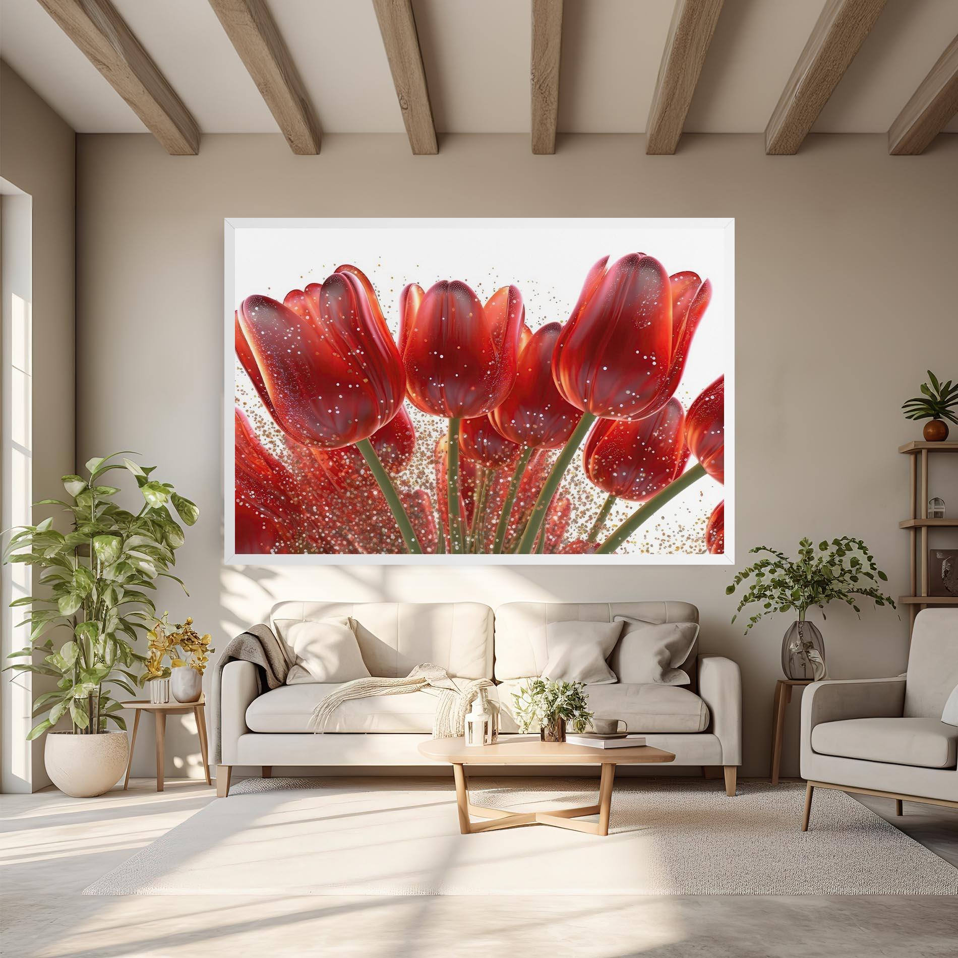 Tablou Canvas Glitter Red Tulips mockup 6