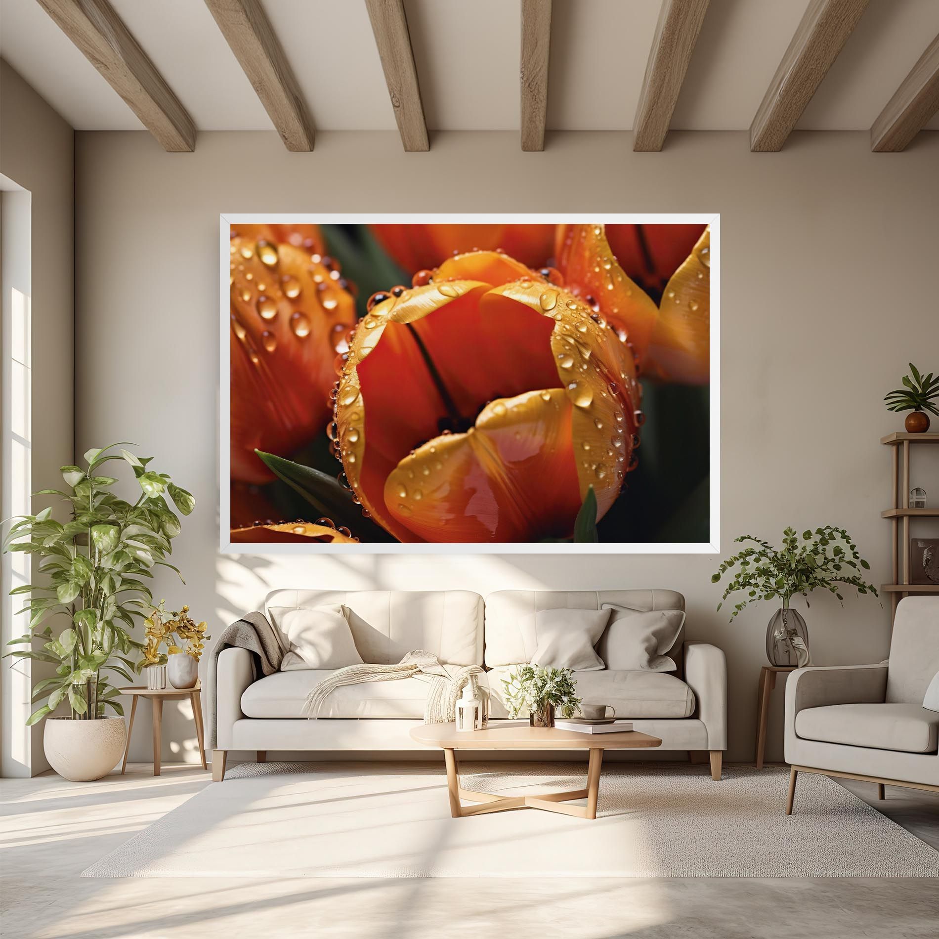 Orange Tulip Water Drops mockup 6