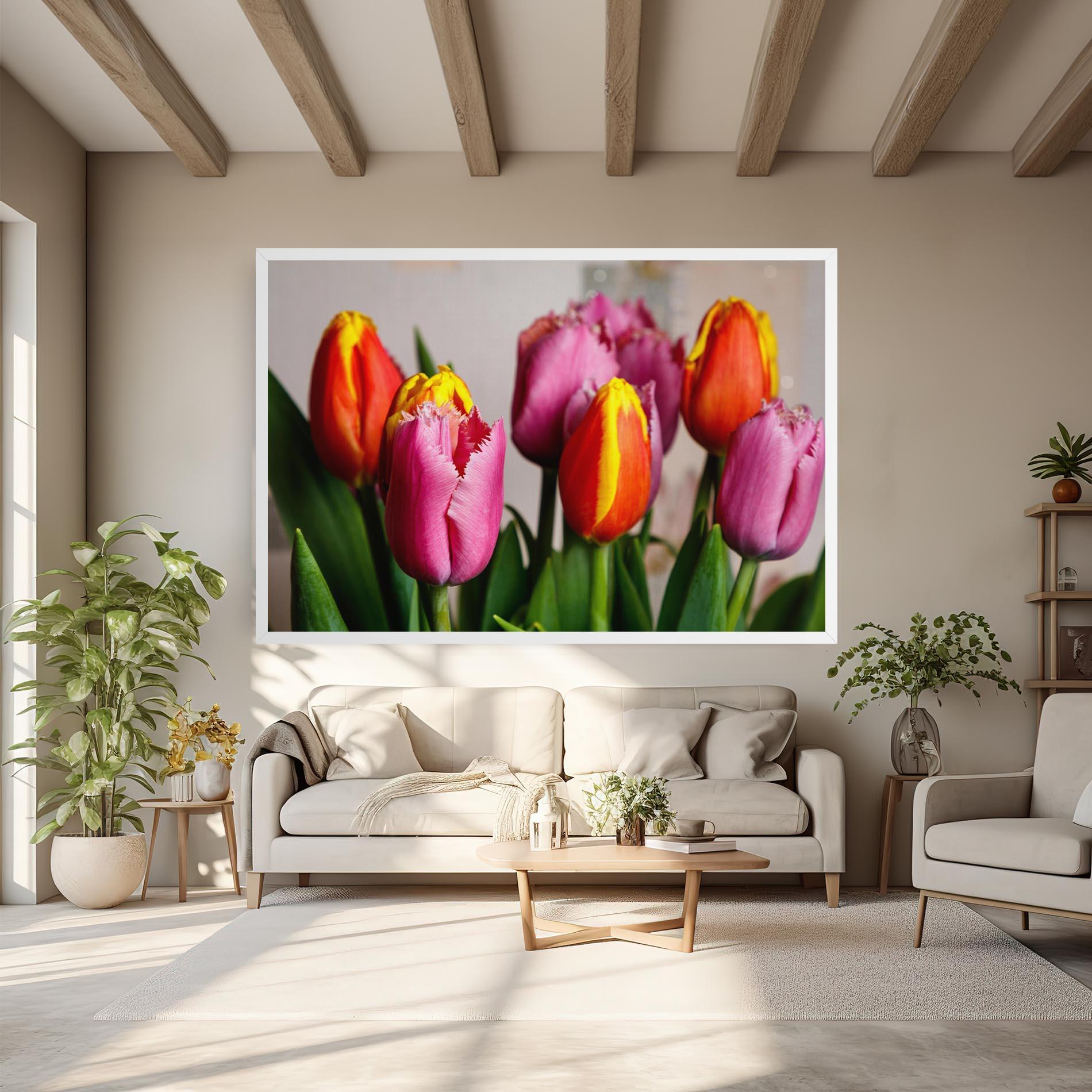 Tablou Canvas Pink Orange Tulips mockup 6