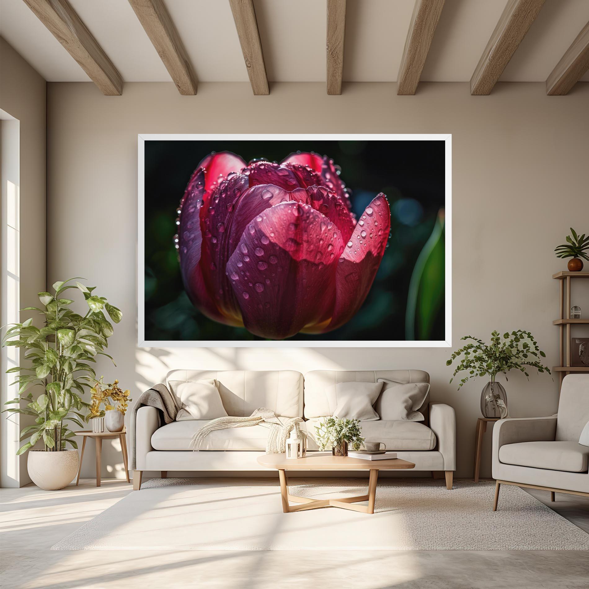 Tablou Canvas Pink Tulip After Rain mockup 6