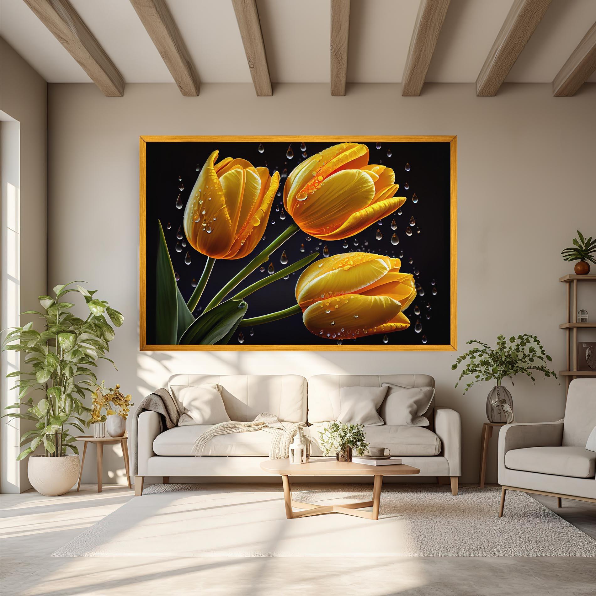 Tablou Canvas 3 Yellow Tulips mockup 6