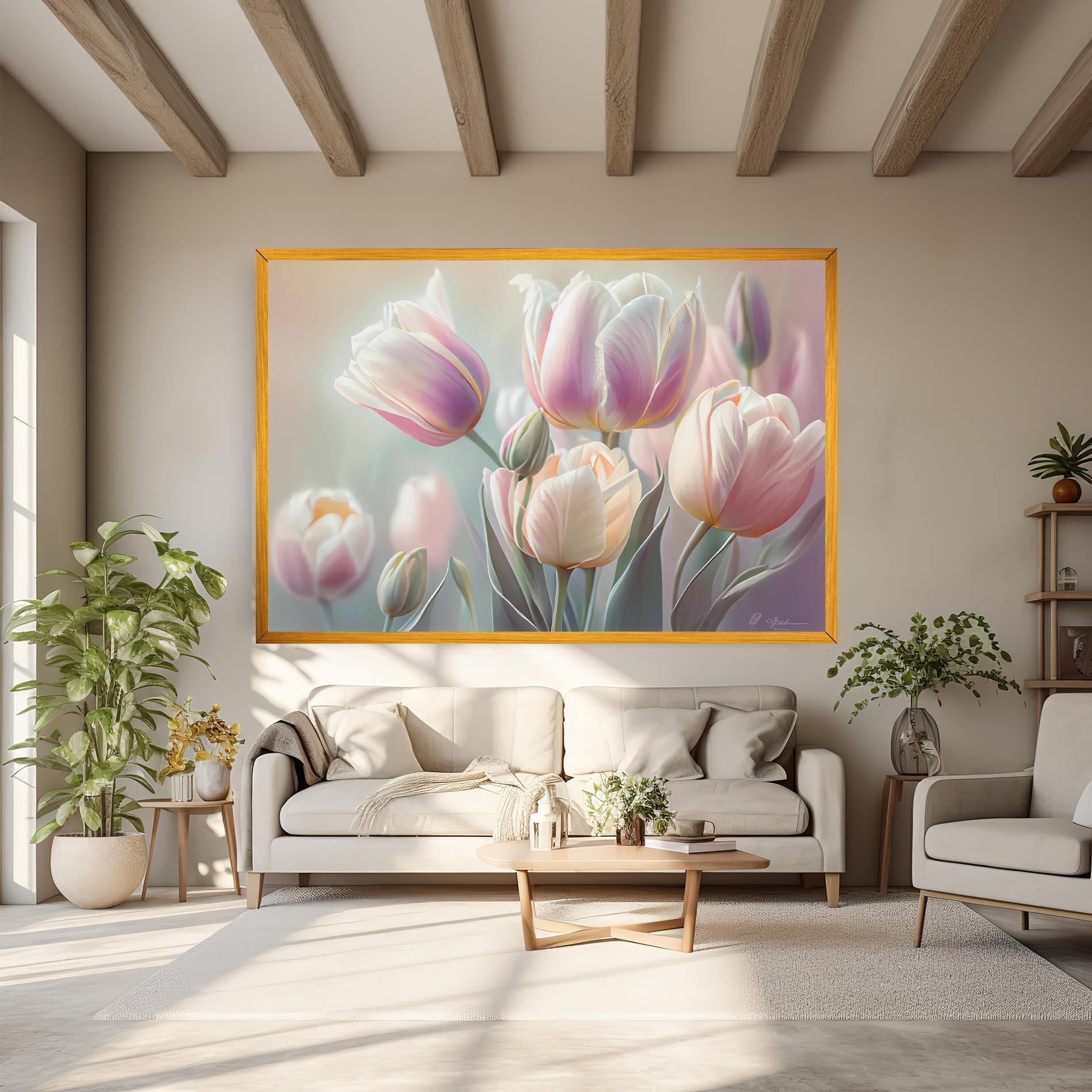 Tablou Canvas Dreamy White Tulips mockup 6