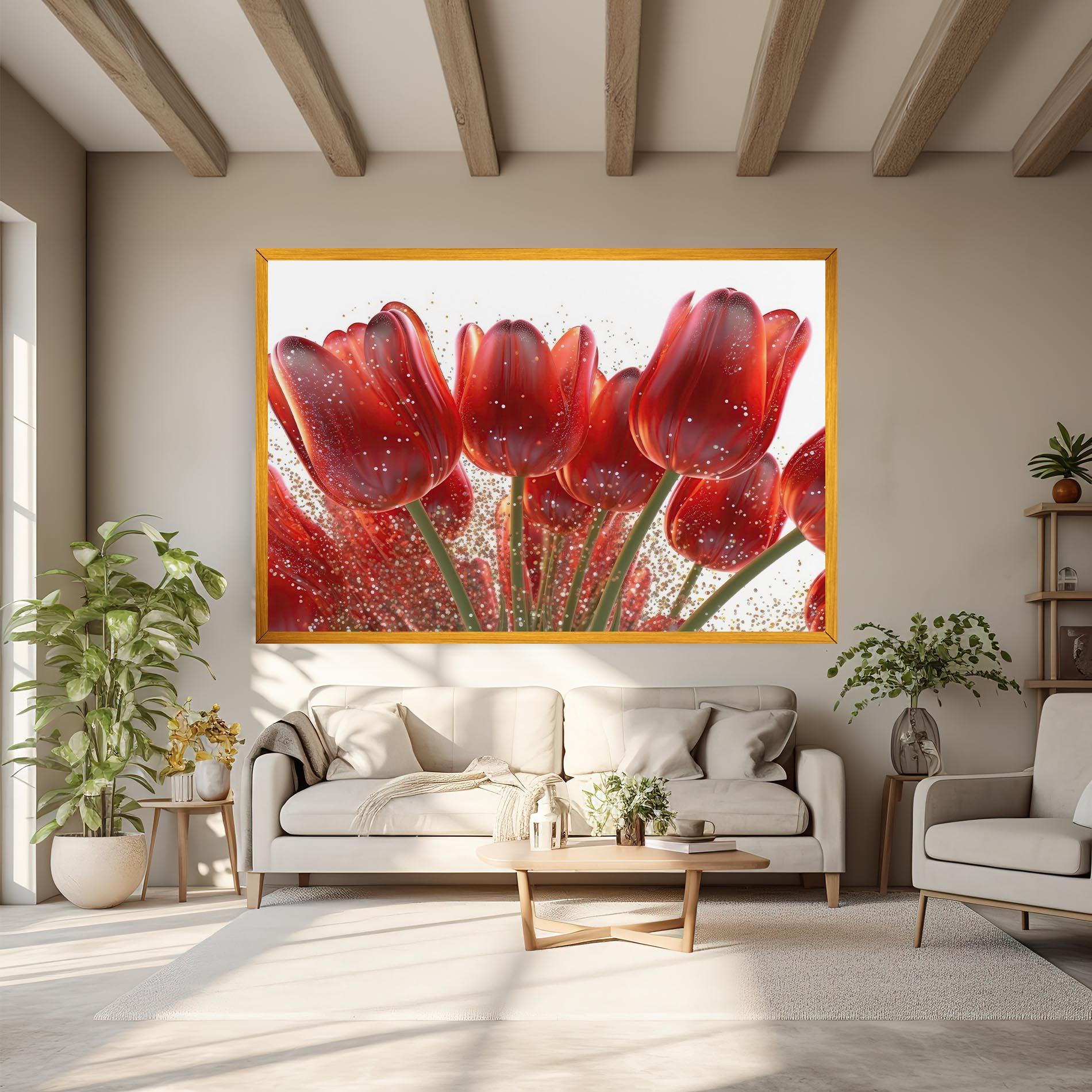 Tablou Canvas Glitter Red Tulips mockup 6
