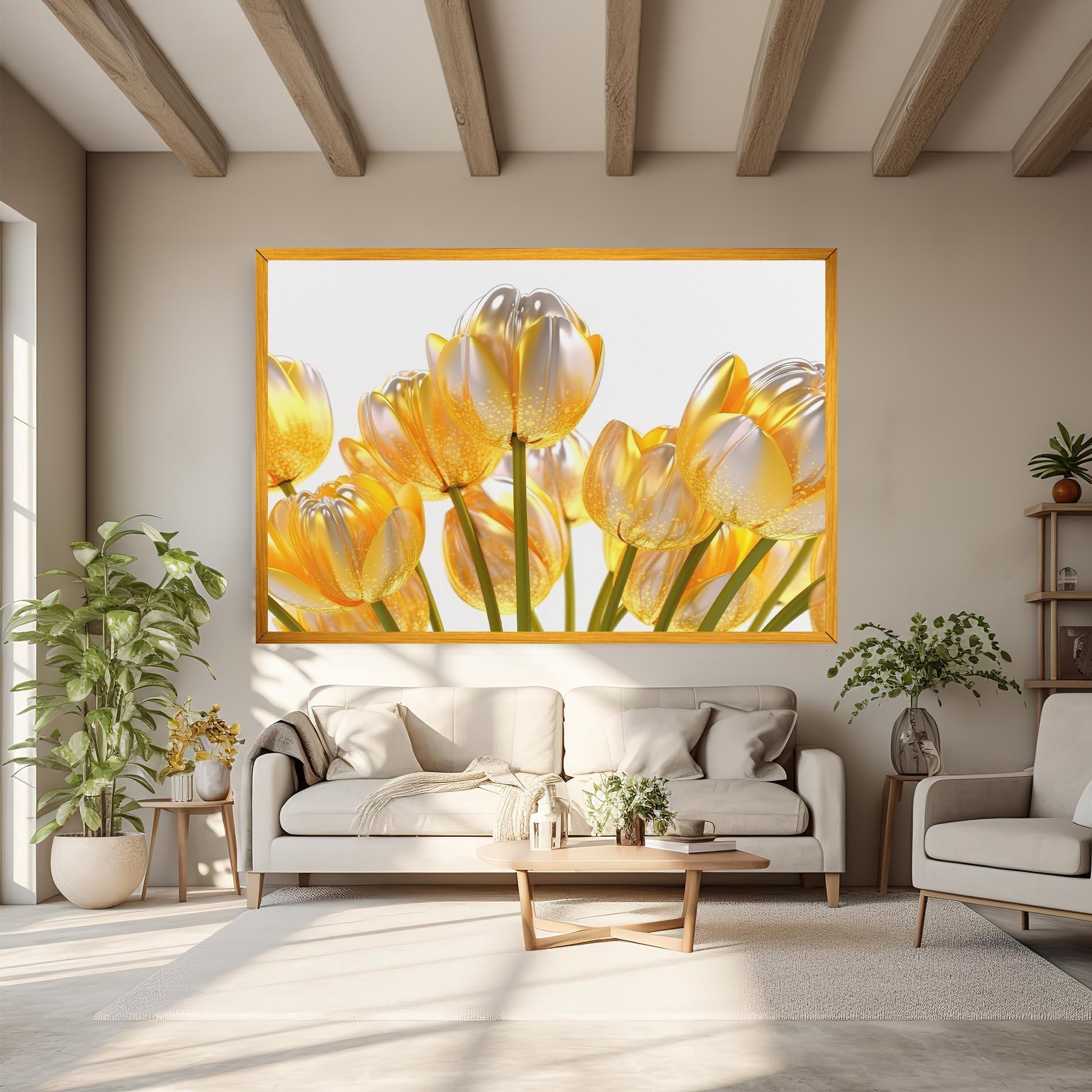 Tablou Canvas Gold White Tulips mockup 6