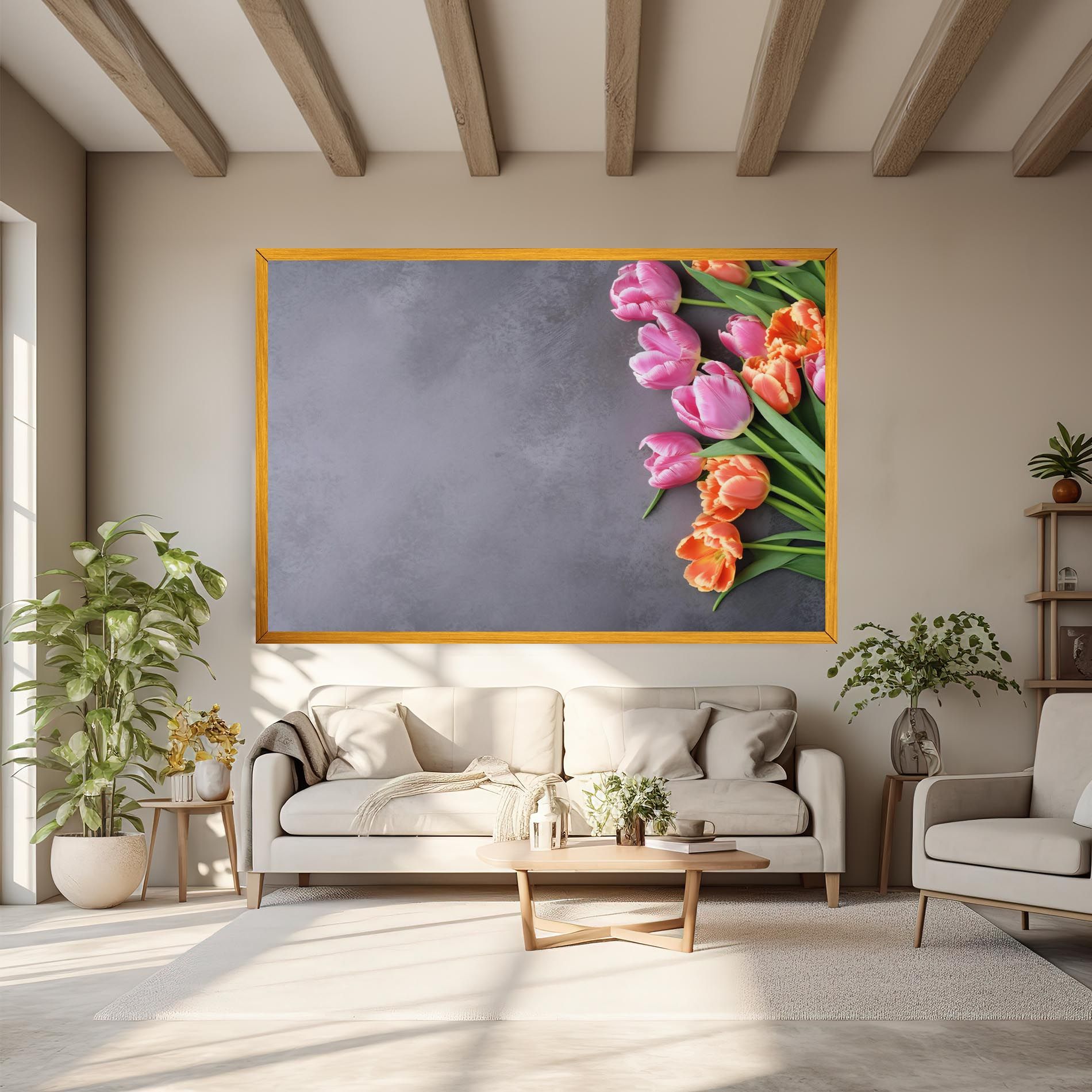 Light Orange Pink Tulips mockup 6