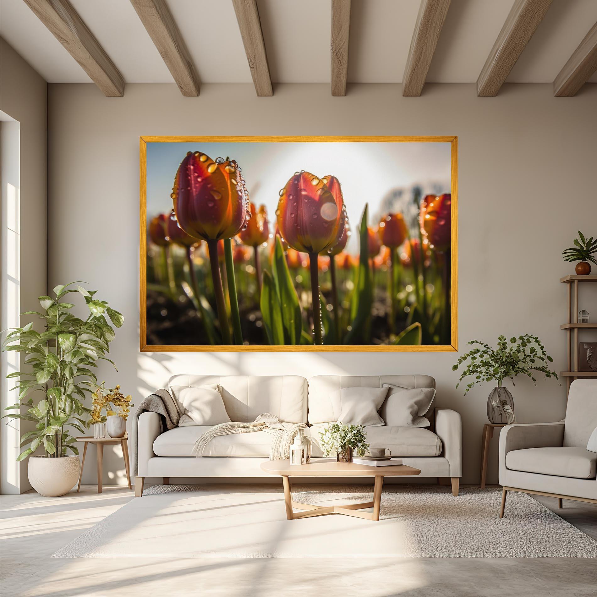 Tablou Canvas Orange Tulips After Rain mockup 6