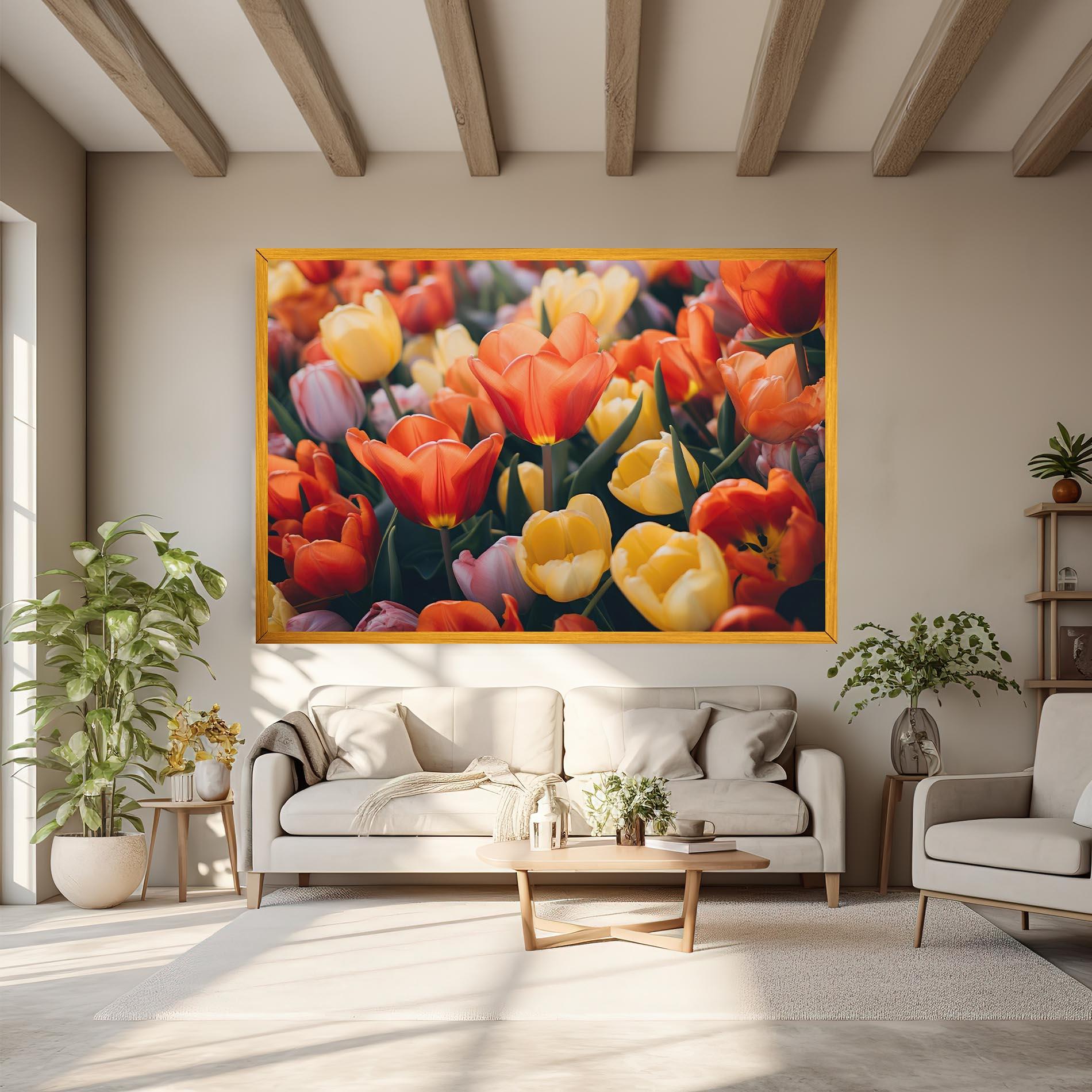 Tablou Canvas Orange Yellow Tulips mockup 6