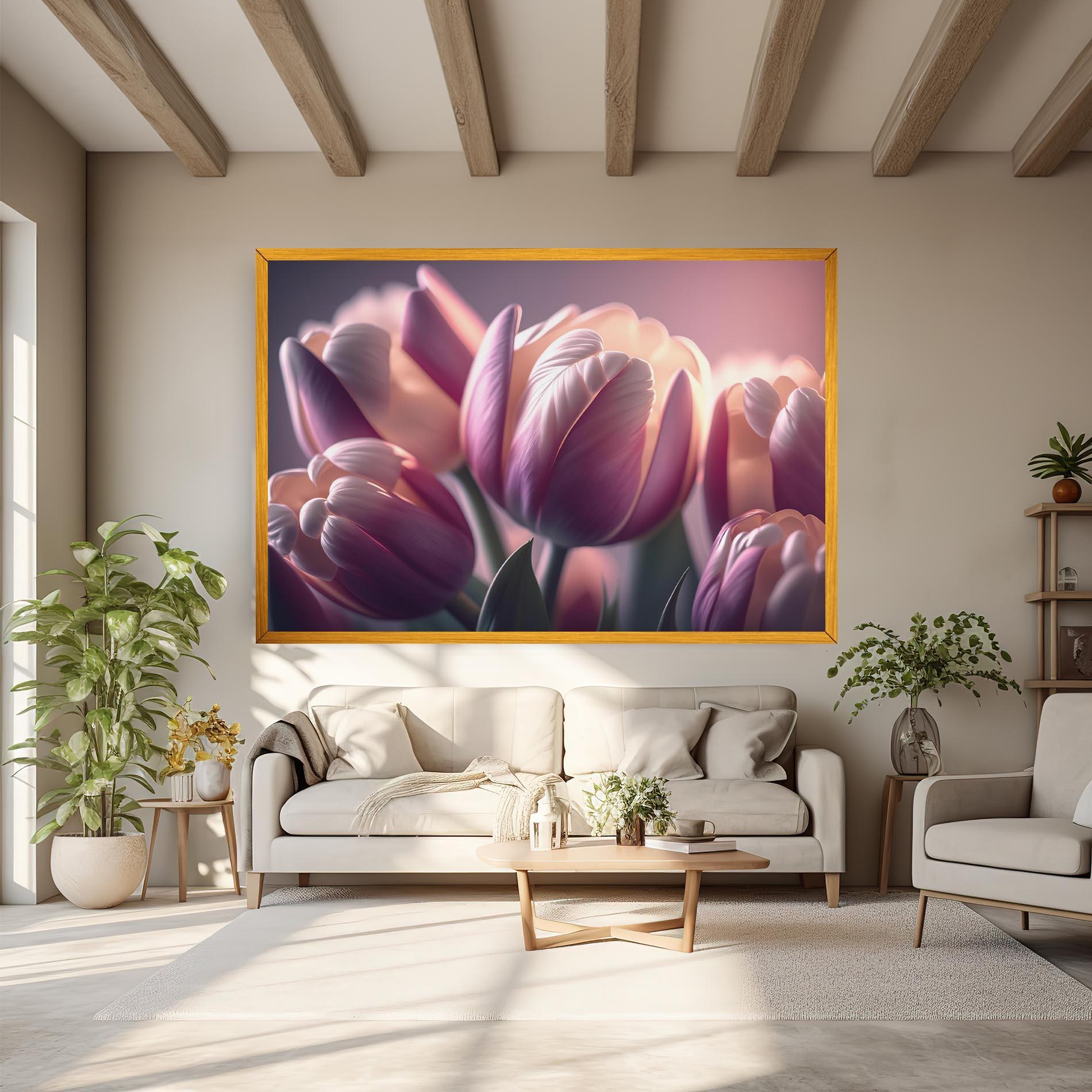 Tablou Canvas Pastel Pink Tulips mockup 6