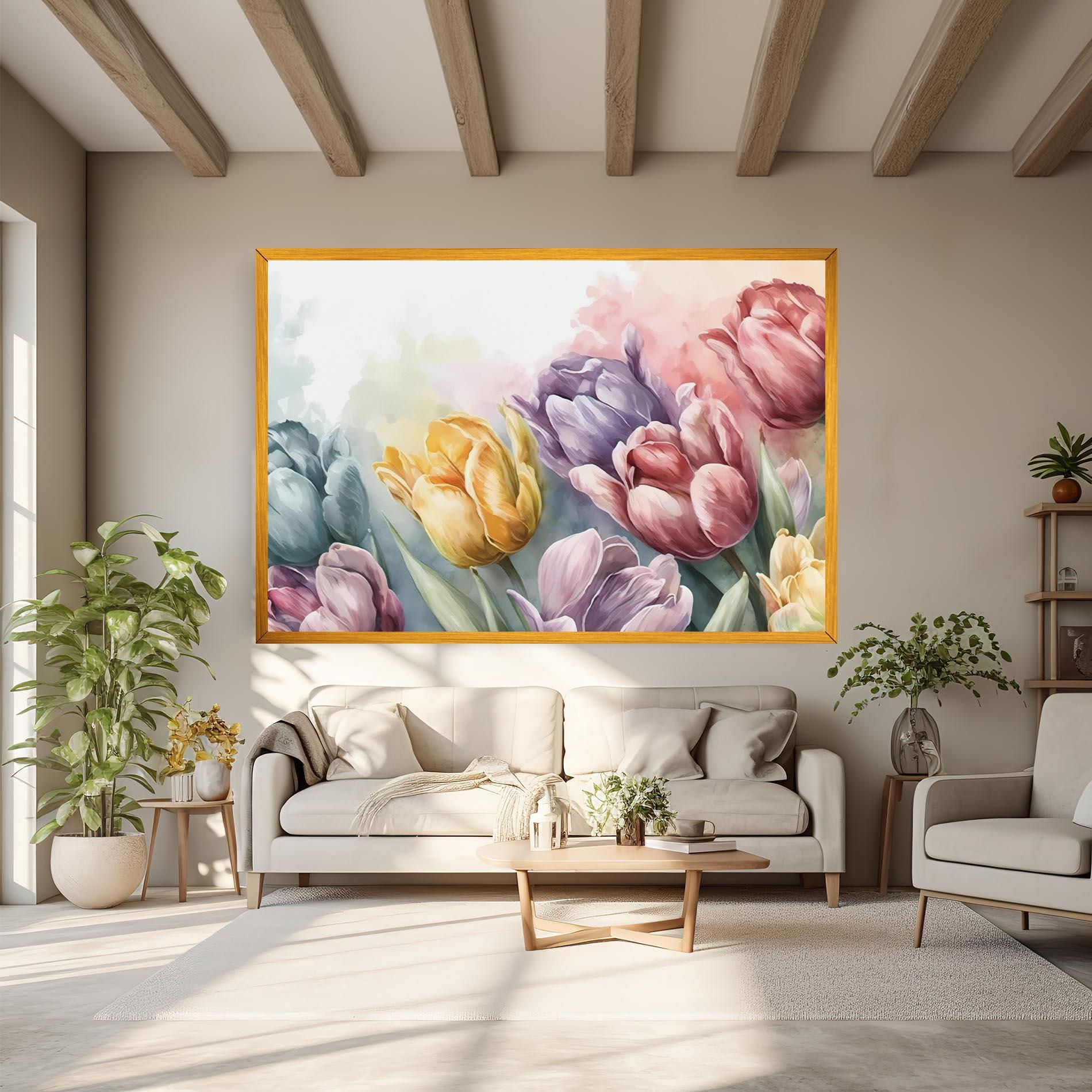 Tablou Canvas Pastel Tulips mockup 6