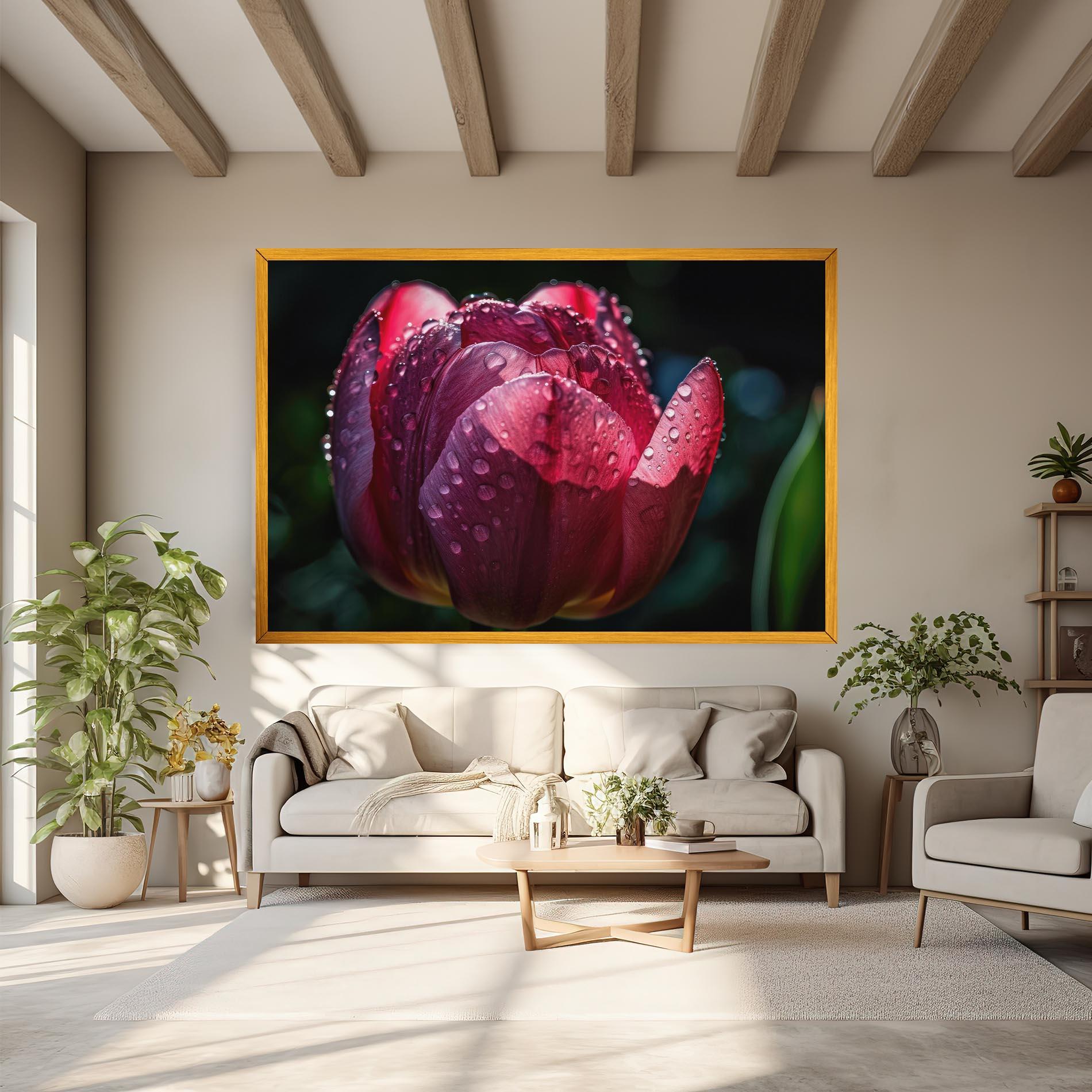 Tablou Canvas Pink Tulip After Rain mockup 6