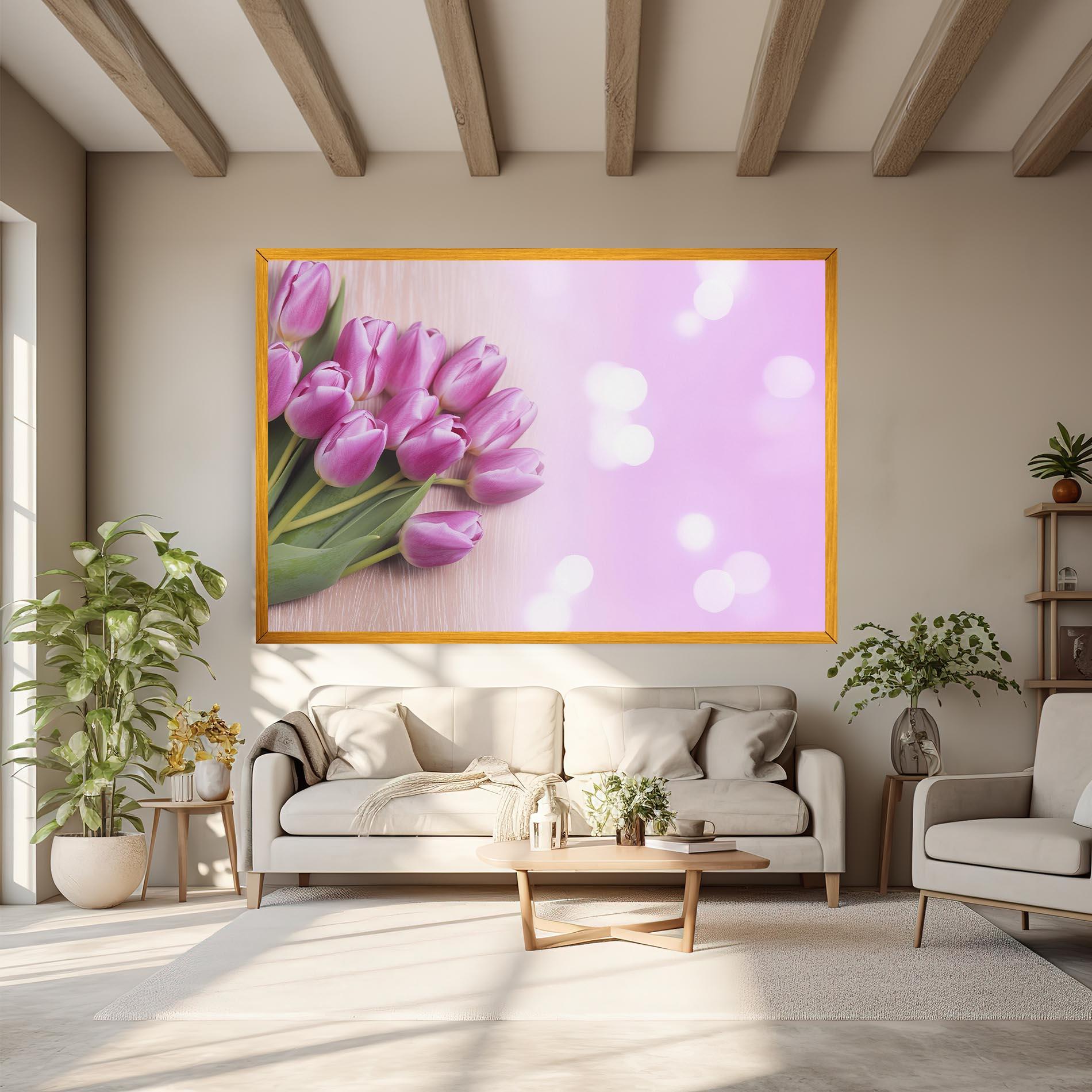 Tablou Canvas Pink Tulip Flowers mockup 6