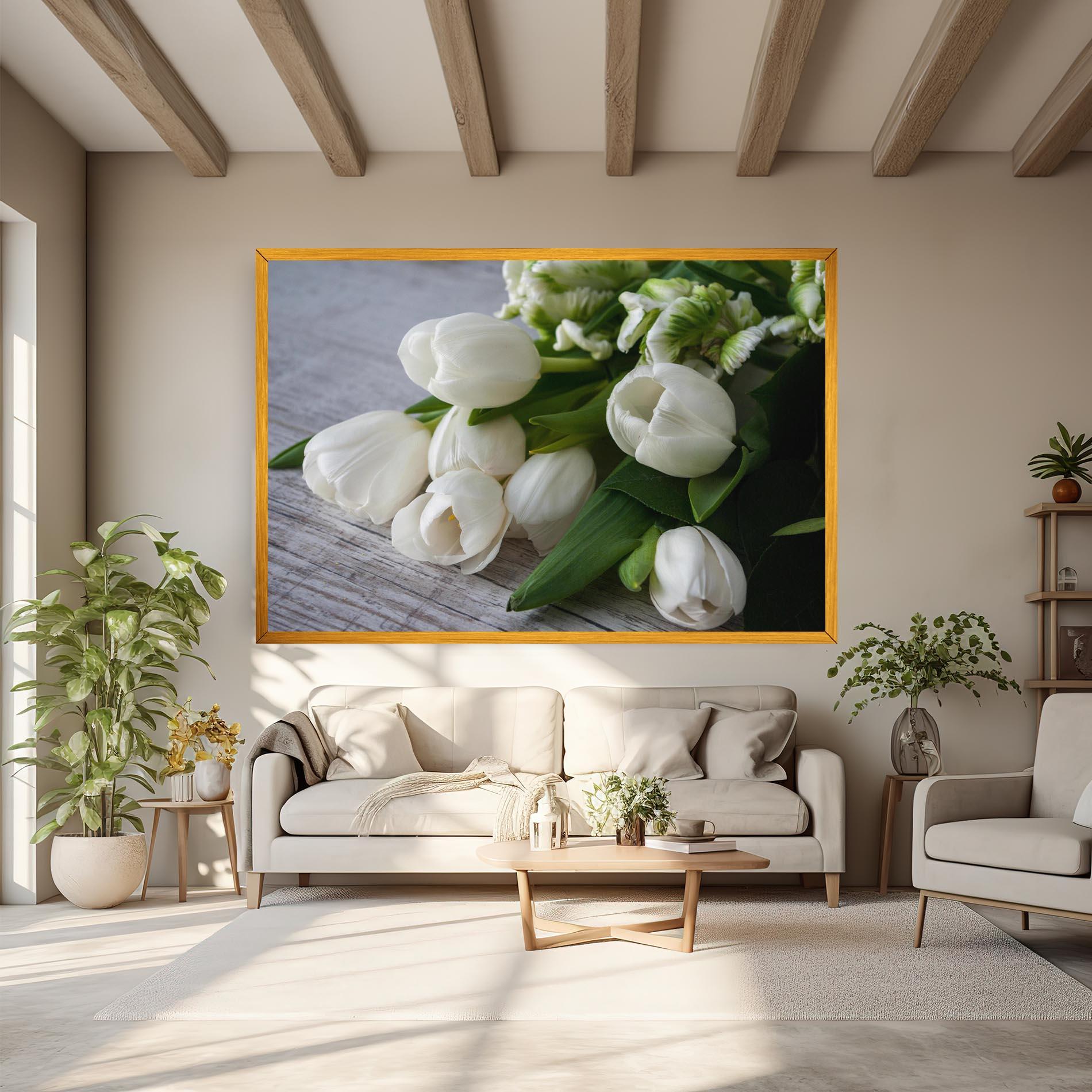 Tablou Canvas White Tulips Bouquet mockup 6