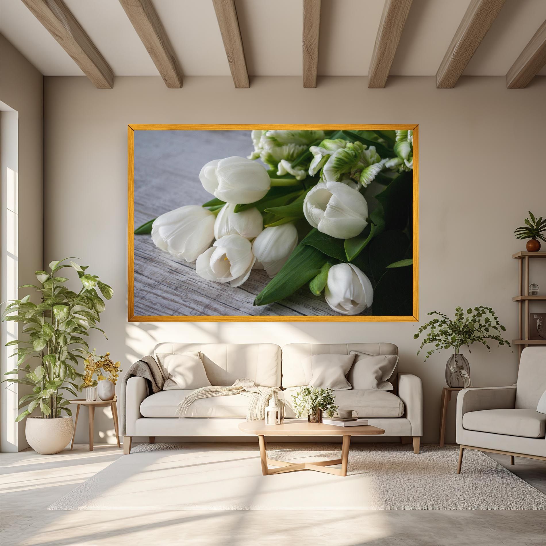 White Tulips Bouquet mockup 6