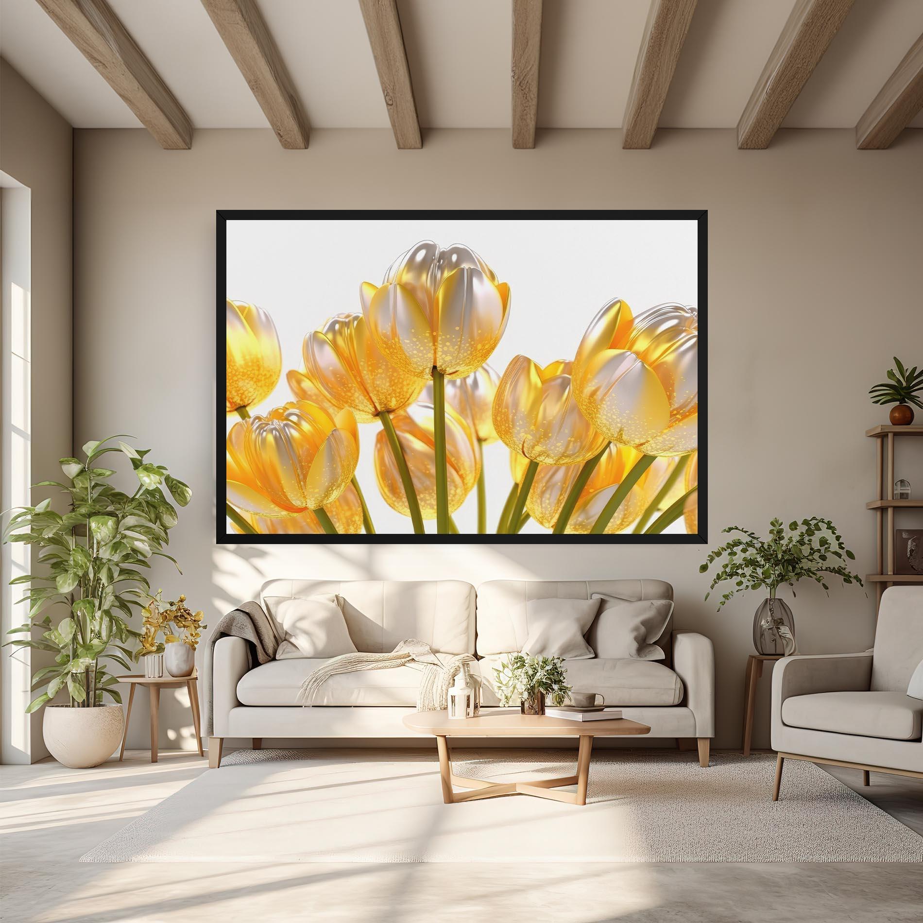 Tablou Canvas Gold White Tulips mockup 6