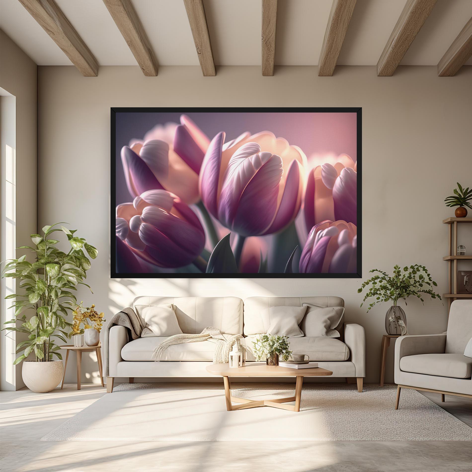 Tablou Canvas Pastel Pink Tulips mockup 6