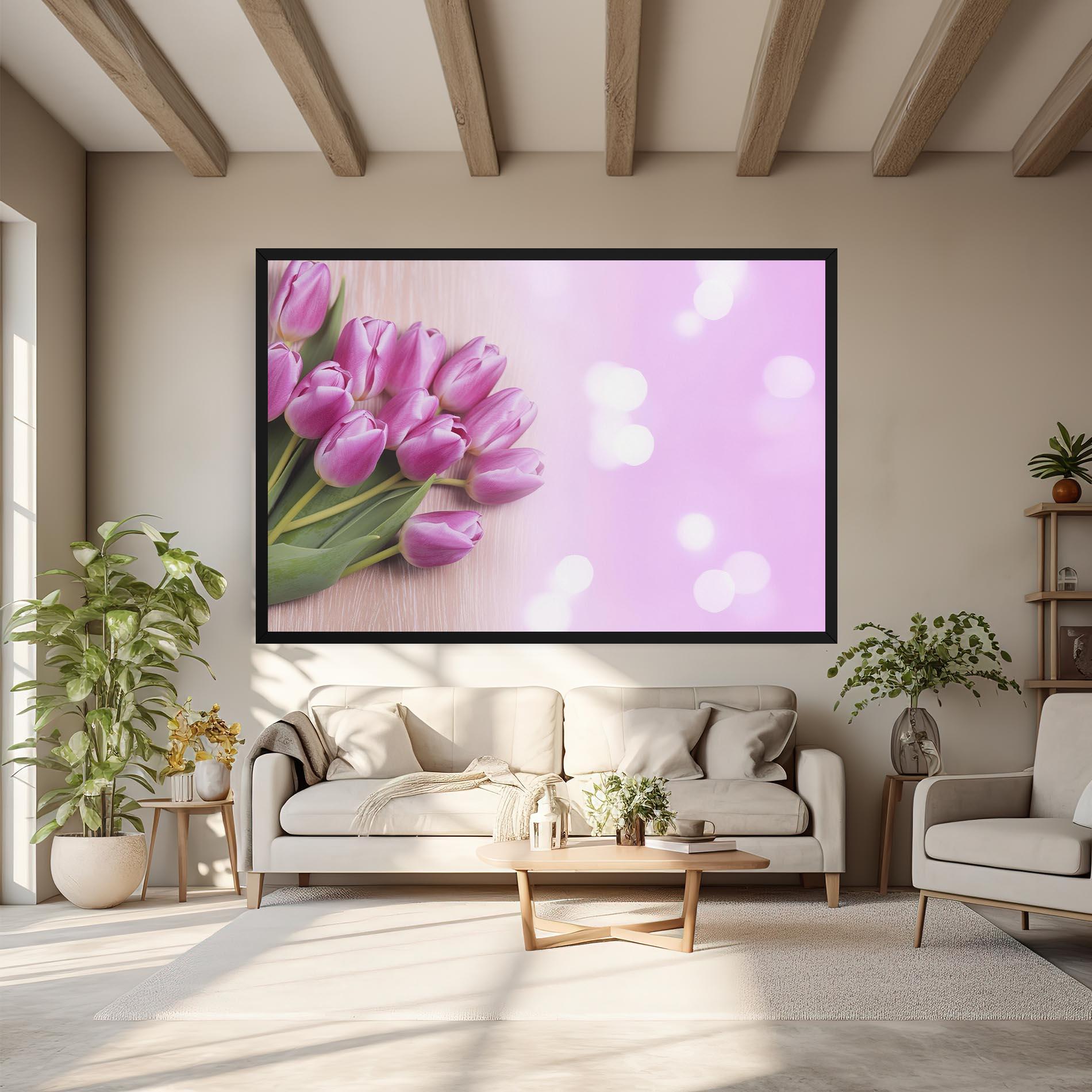 Tablou Canvas Pink Tulip Flowers mockup 6