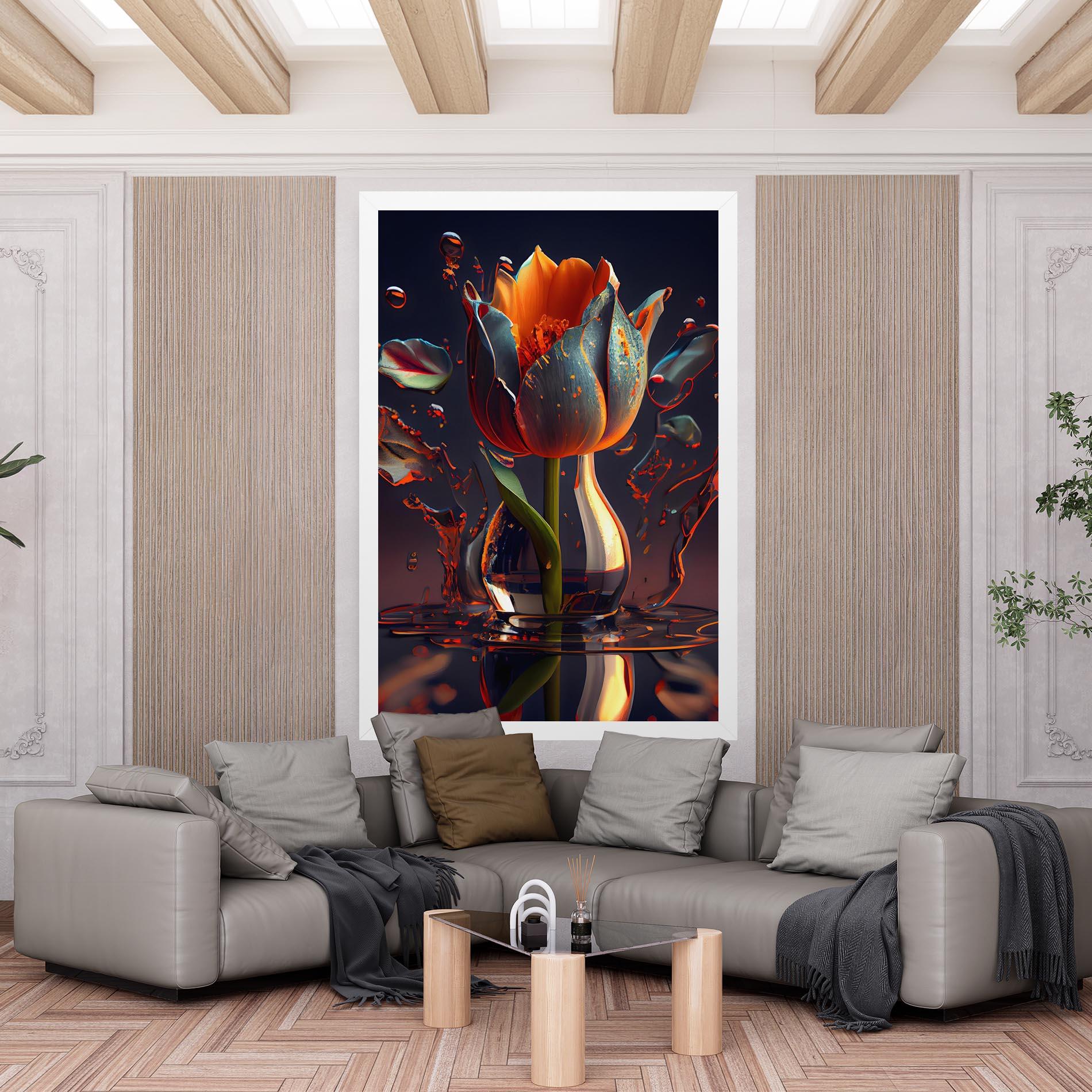 Tablou Canvas Black Tulip In Vase mockup 6