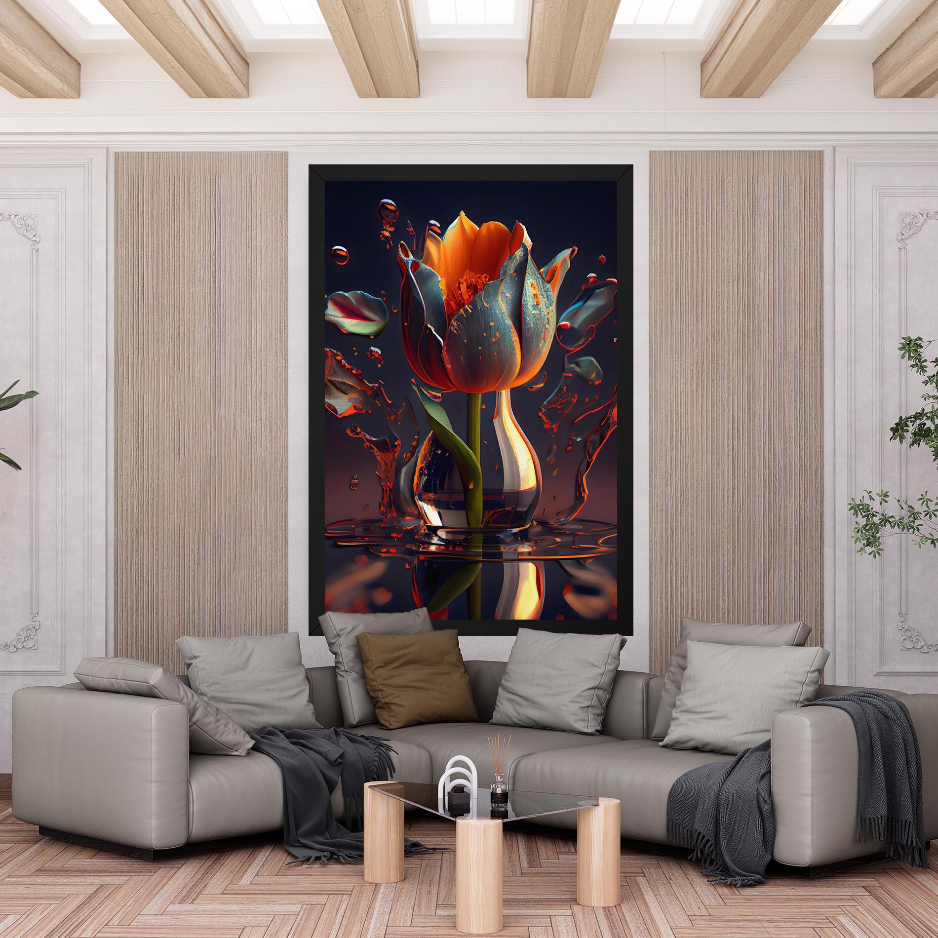 Tablou Canvas Black Tulip In Vase mockup 6