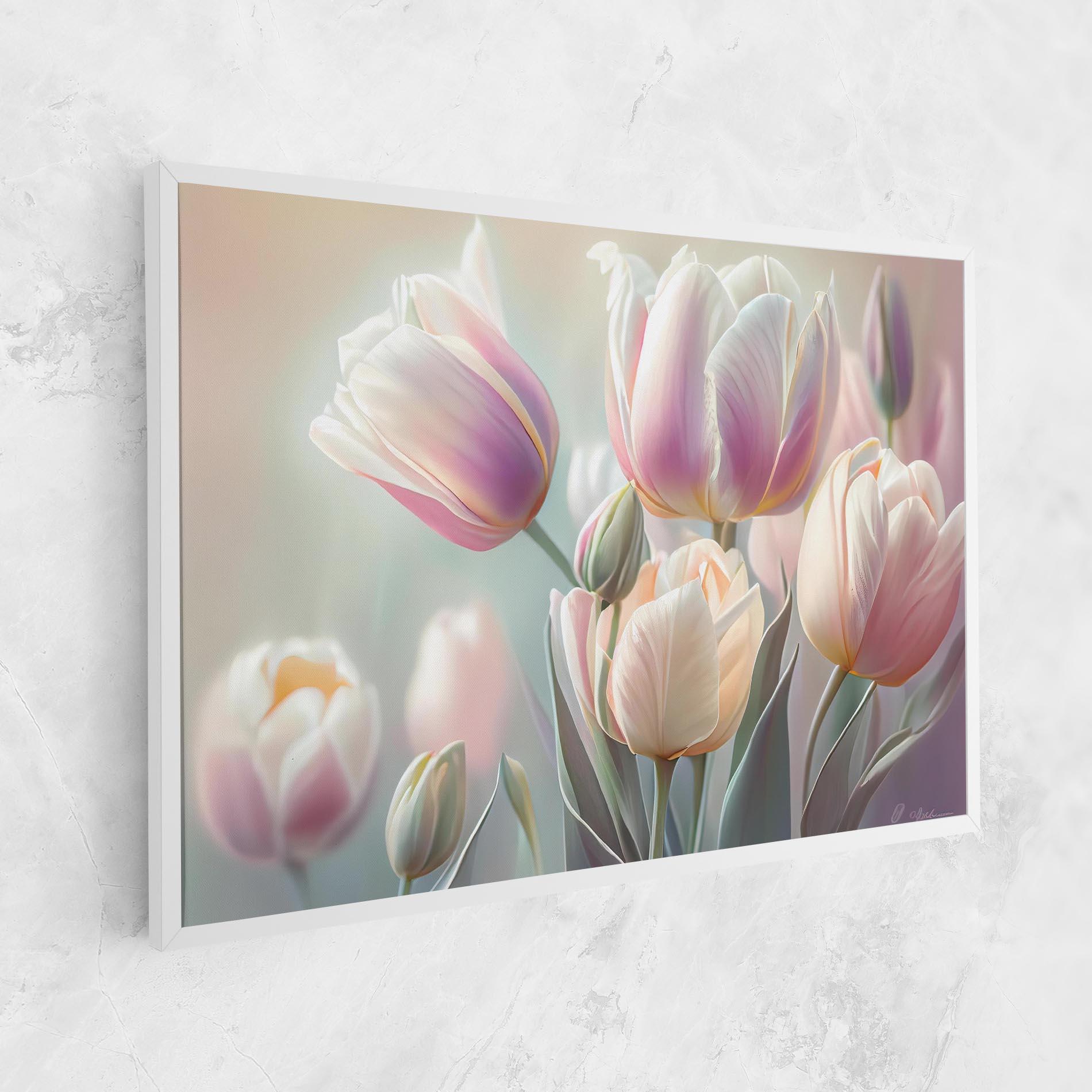 Tablou Canvas Dreamy White Tulips mockup 1