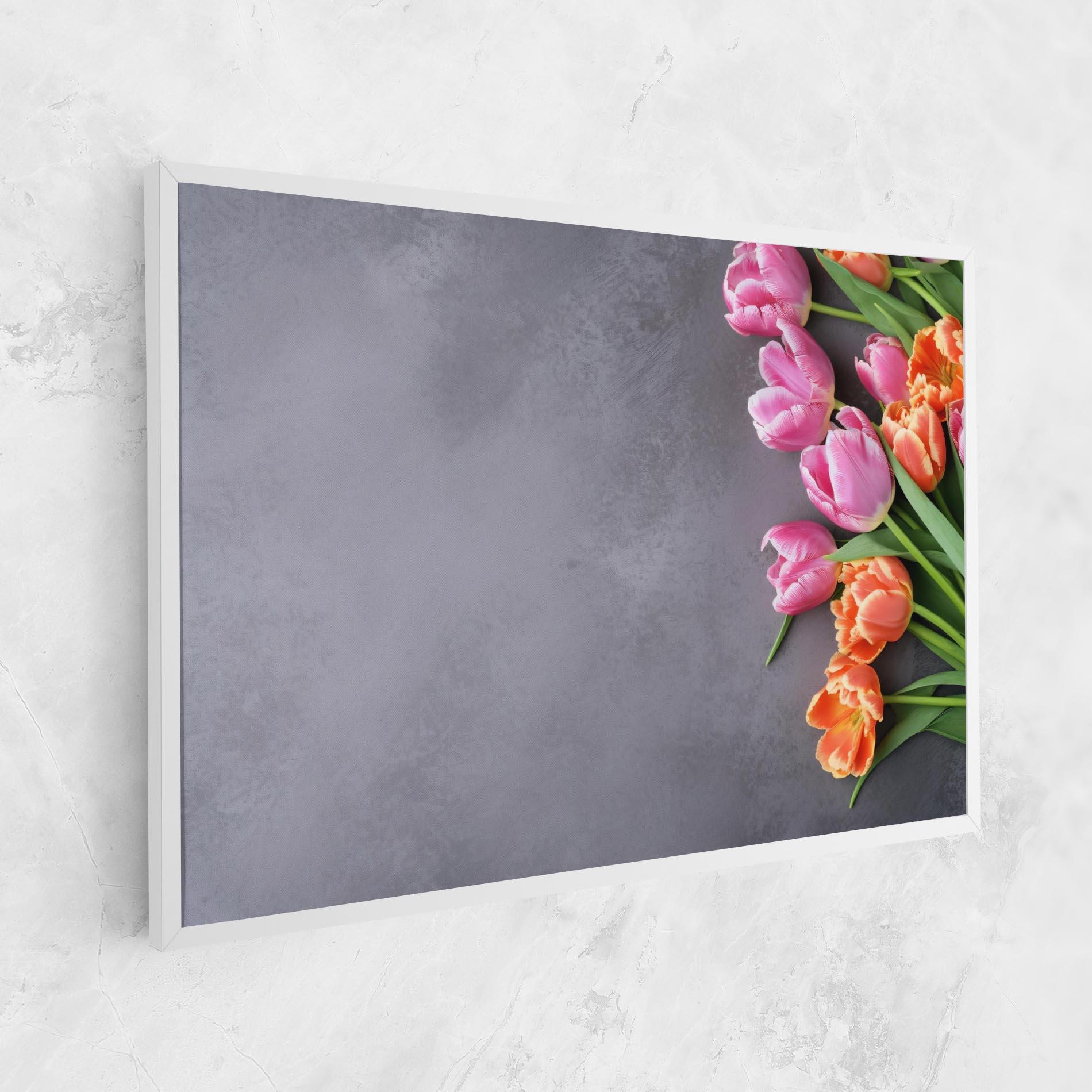 Tablou Canvas Light Orange Pink Tulips mockup 1
