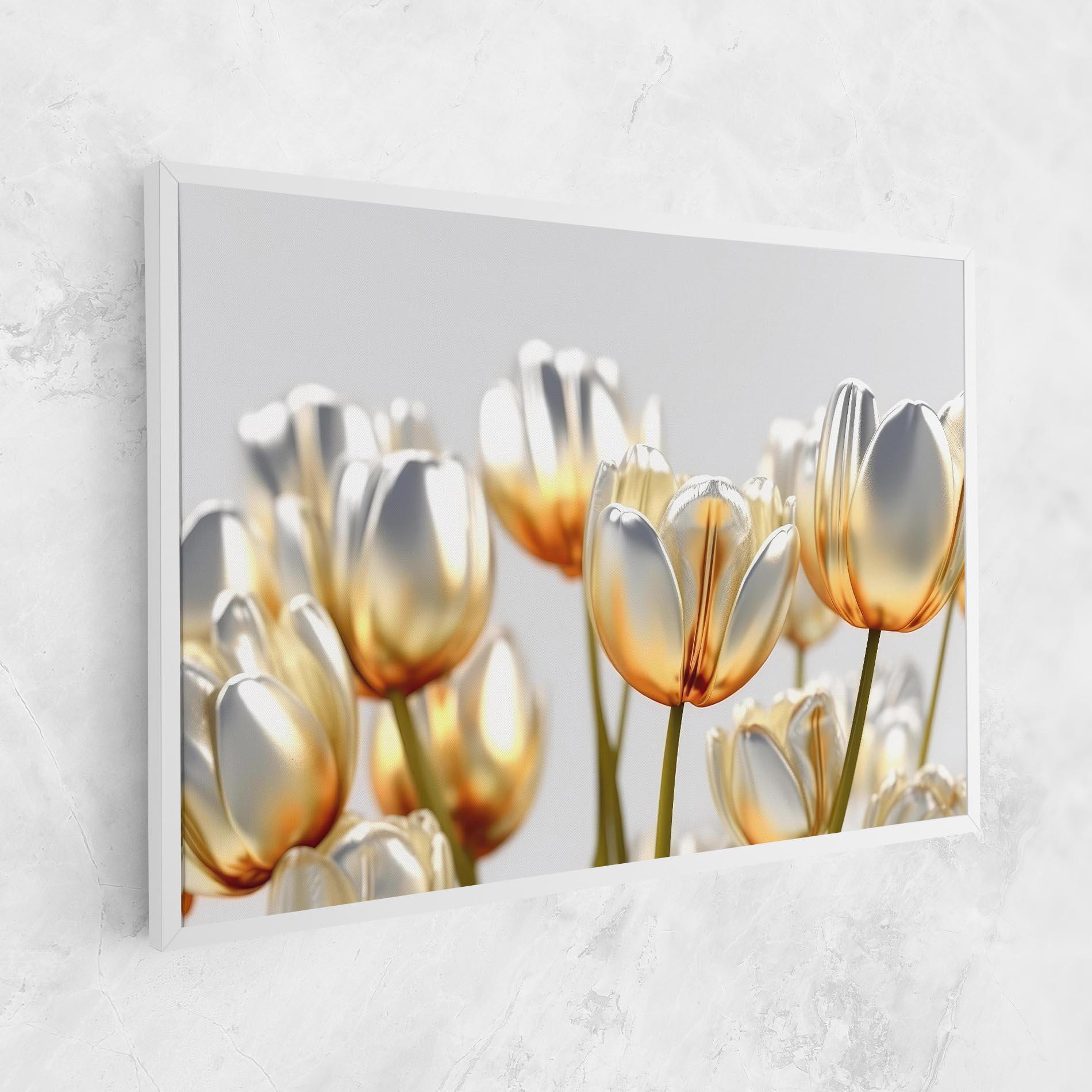 Tablou Canvas White Golden Tulips mockup 1