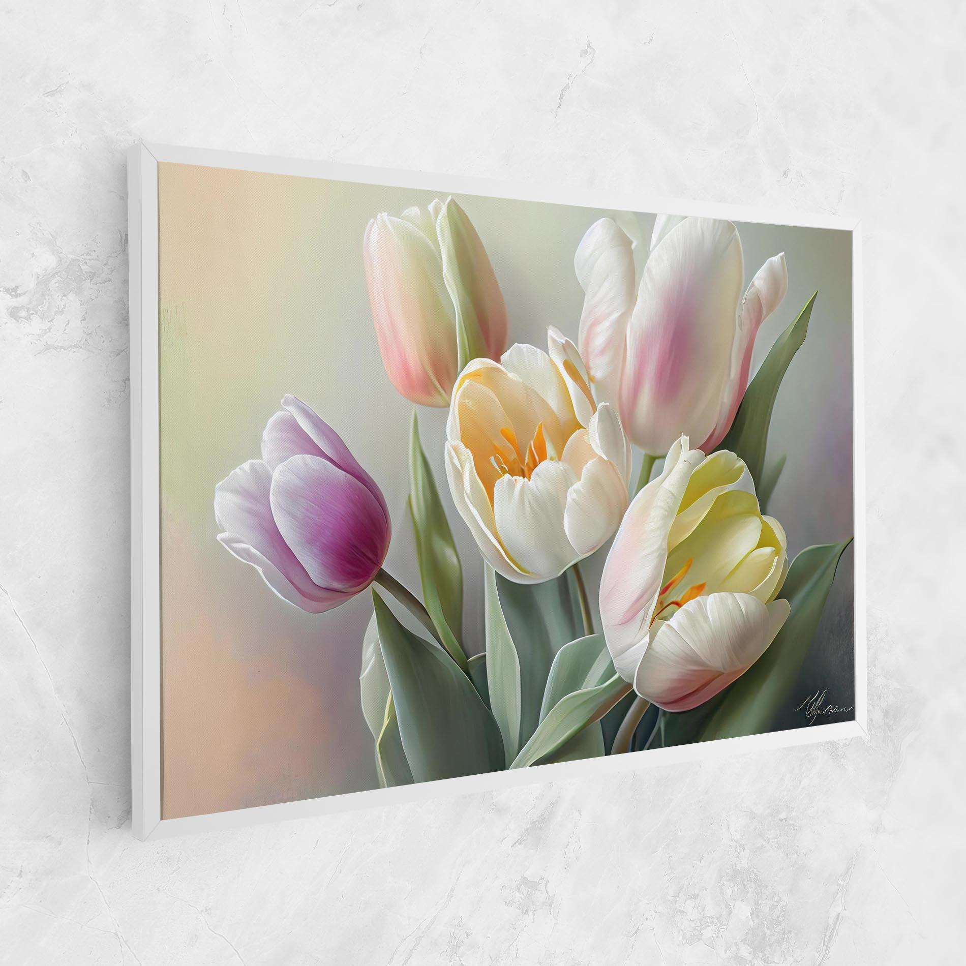 Tablou Canvas White Tulips Painting mockup 1