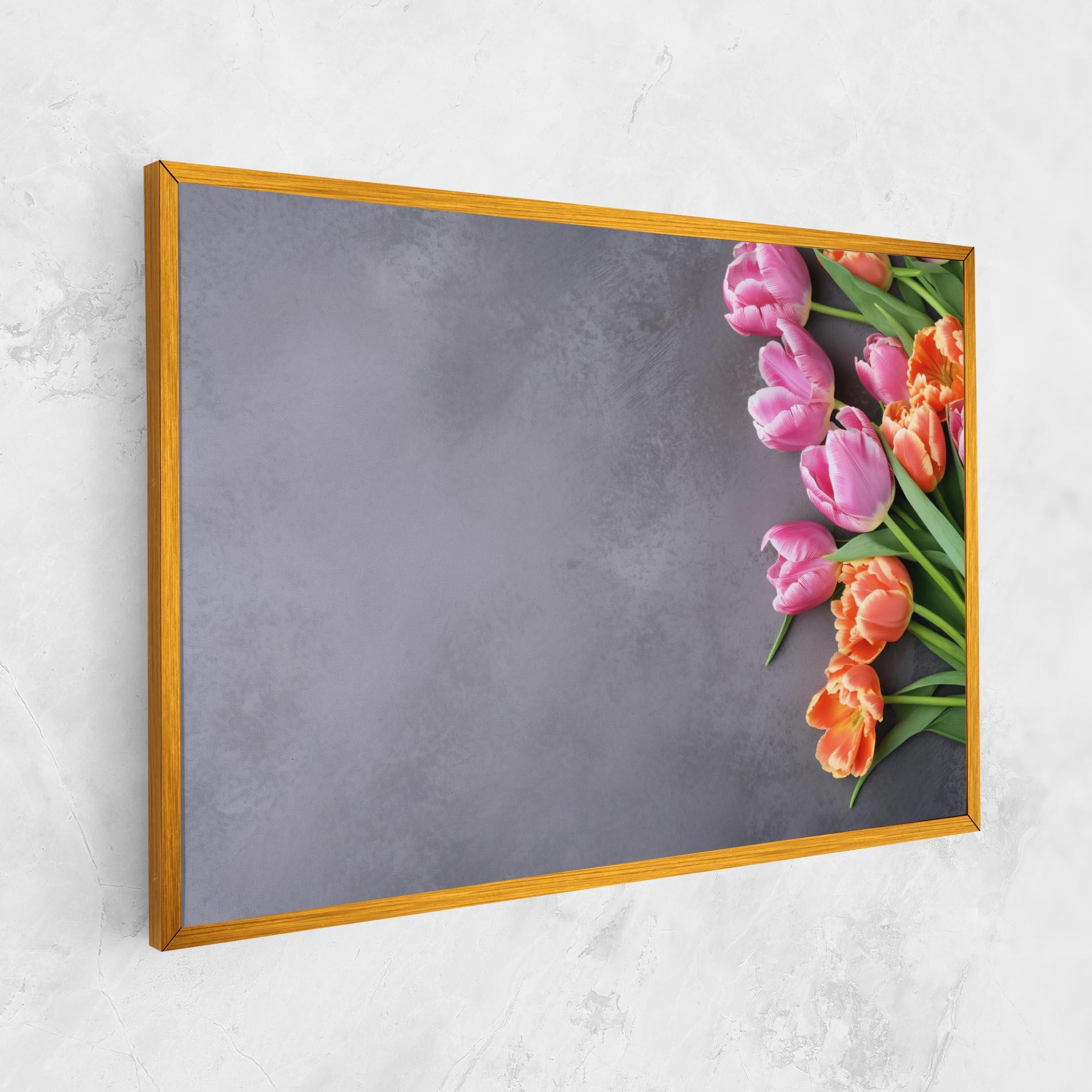 Tablou Canvas Light Orange Pink Tulips mockup 1