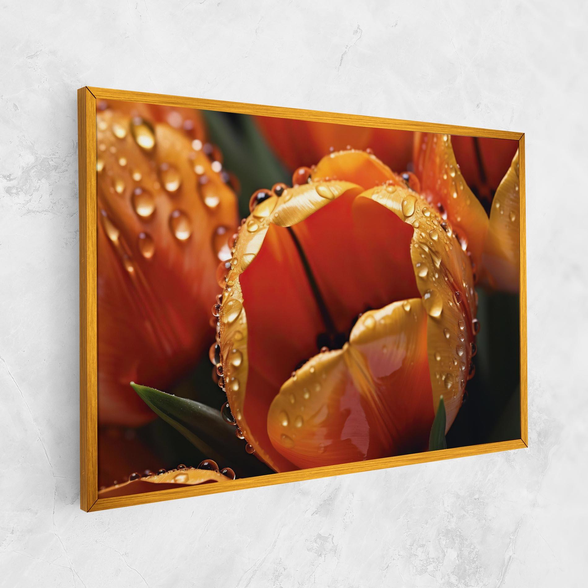 Tablou Canvas Orange Tulip Water Drops mockup 1