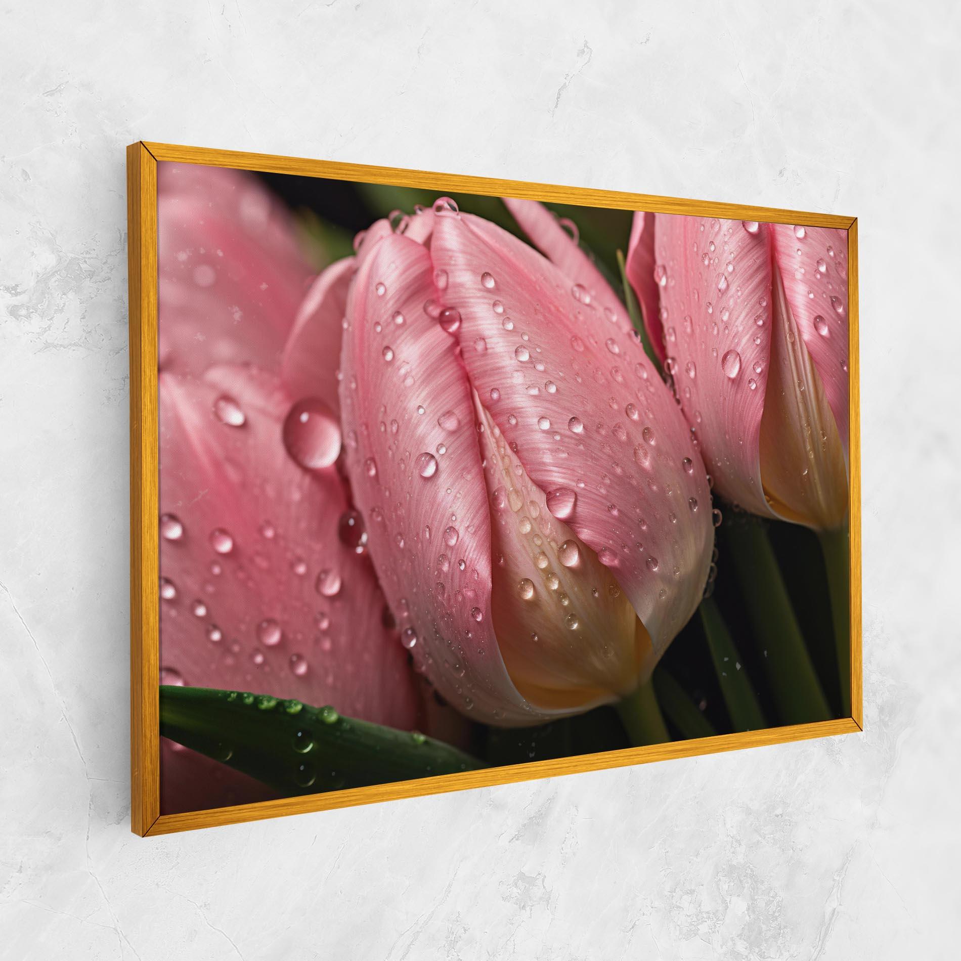 Tablou Canvas Pink Tulip With Drops mockup 1