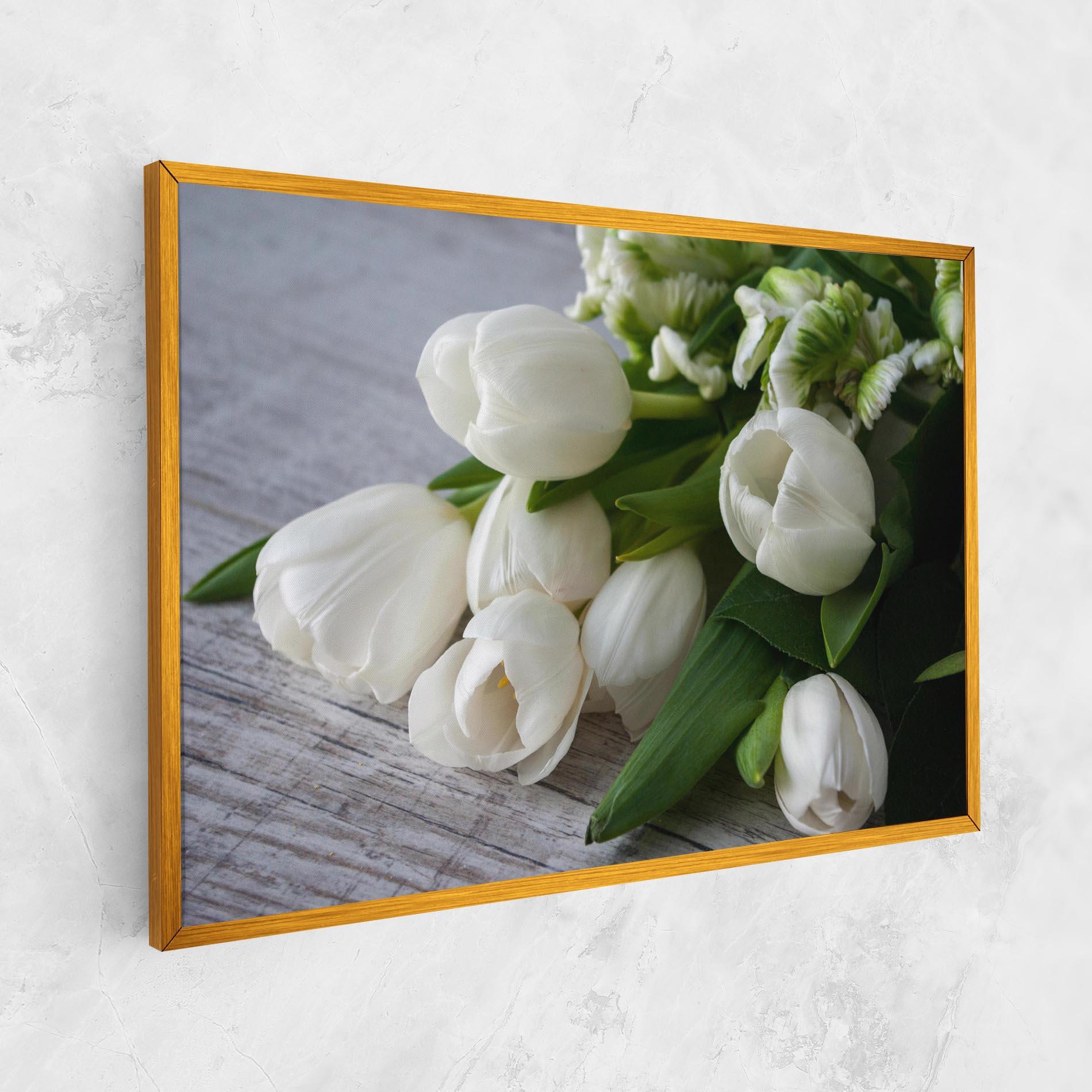 Tablou Canvas White Tulips Bouquet mockup 1