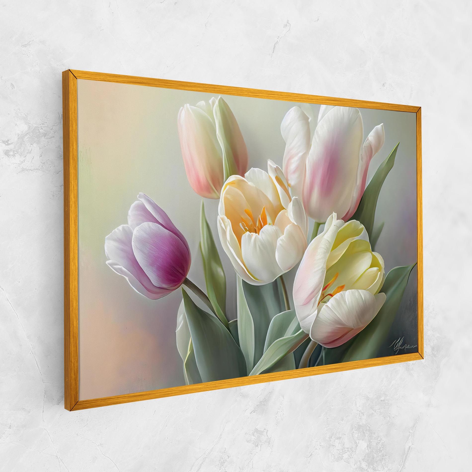 White Tulips Painting mockup 1