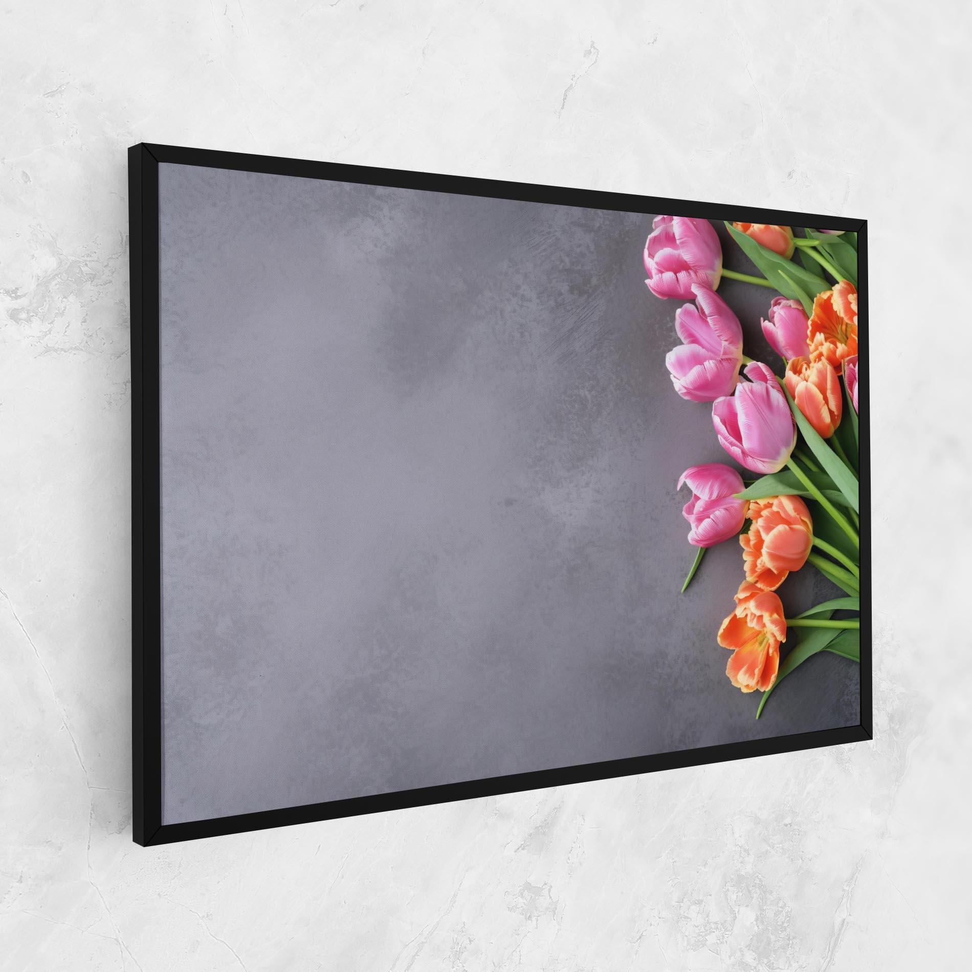 Tablou Canvas Light Orange Pink Tulips mockup 1