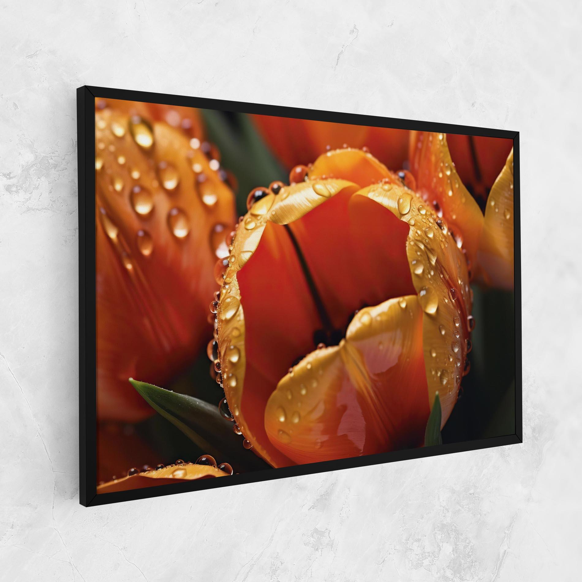 Tablou Canvas Orange Tulip Water Drops mockup 1