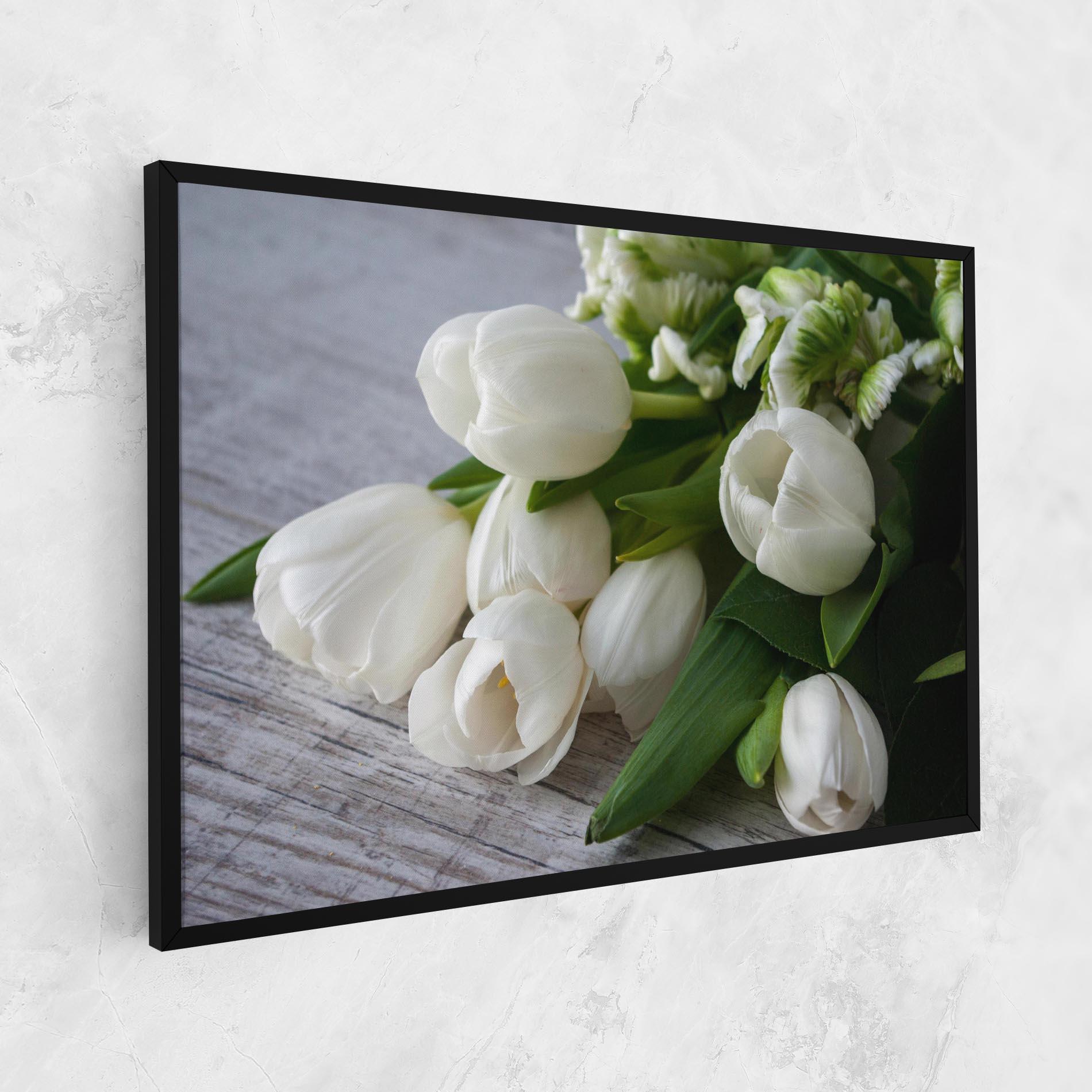 Tablou Canvas White Tulips Bouquet mockup 1