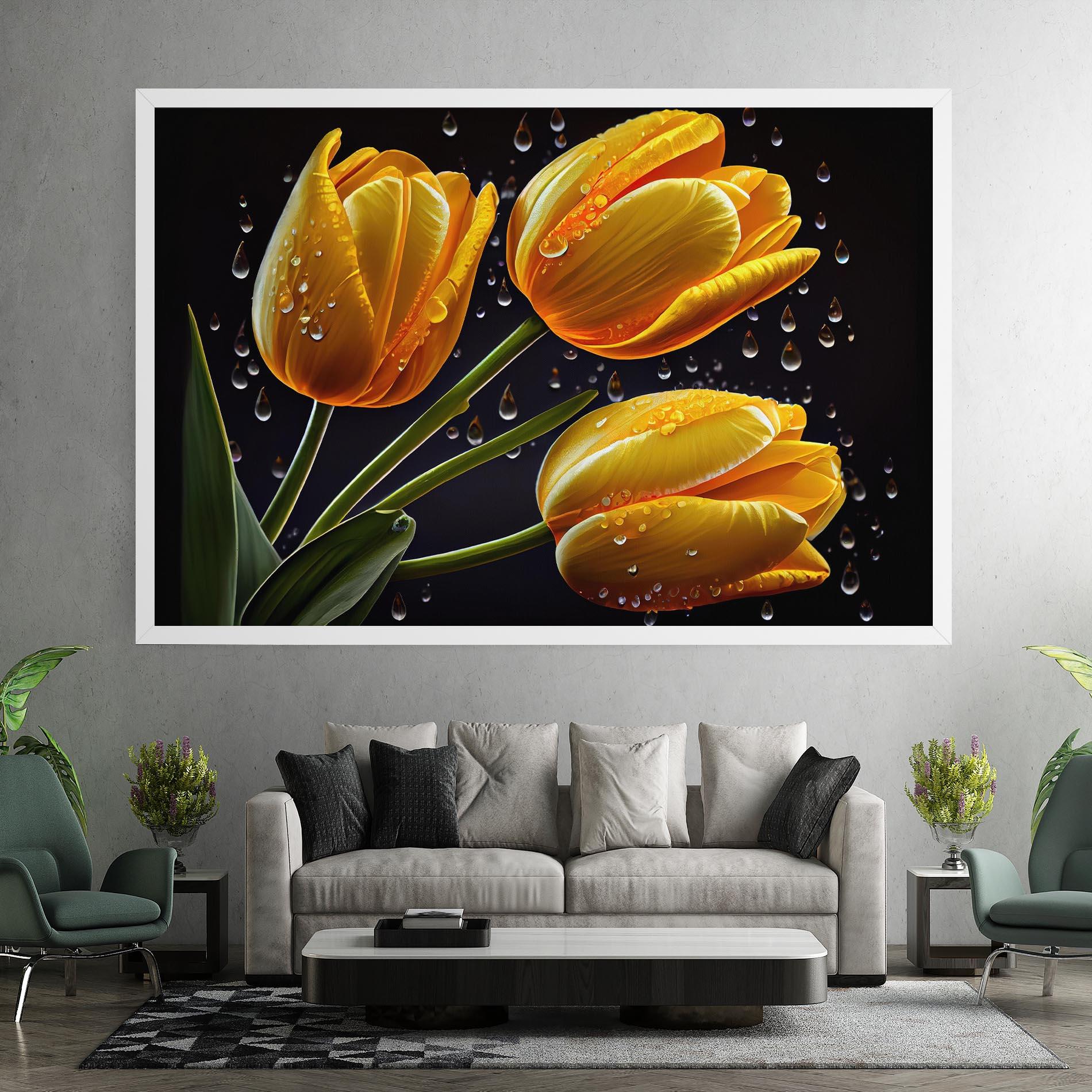 Tablou Canvas 3 Yellow Tulips mockup 7