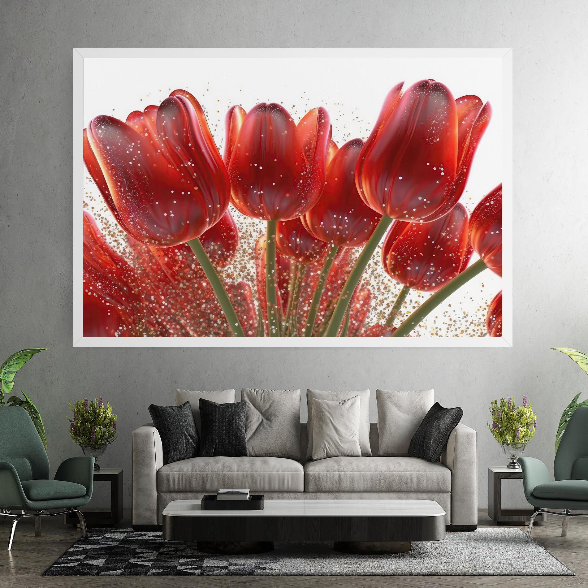 Tablou Canvas Glitter Red Tulips mockup 7