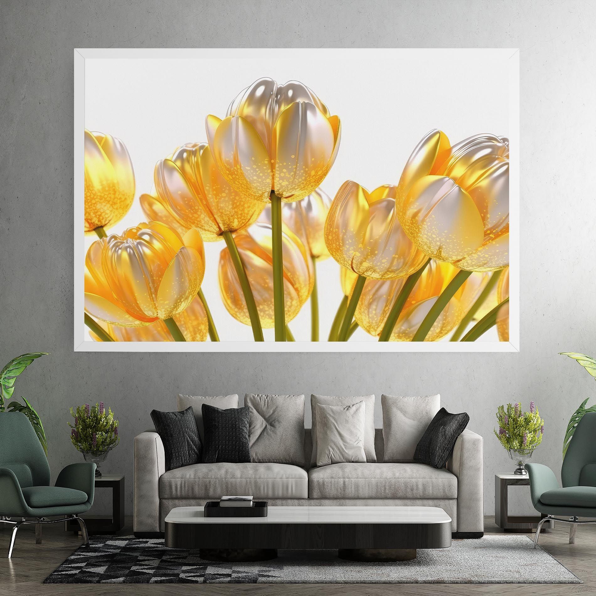 Gold White Tulips mockup 7
