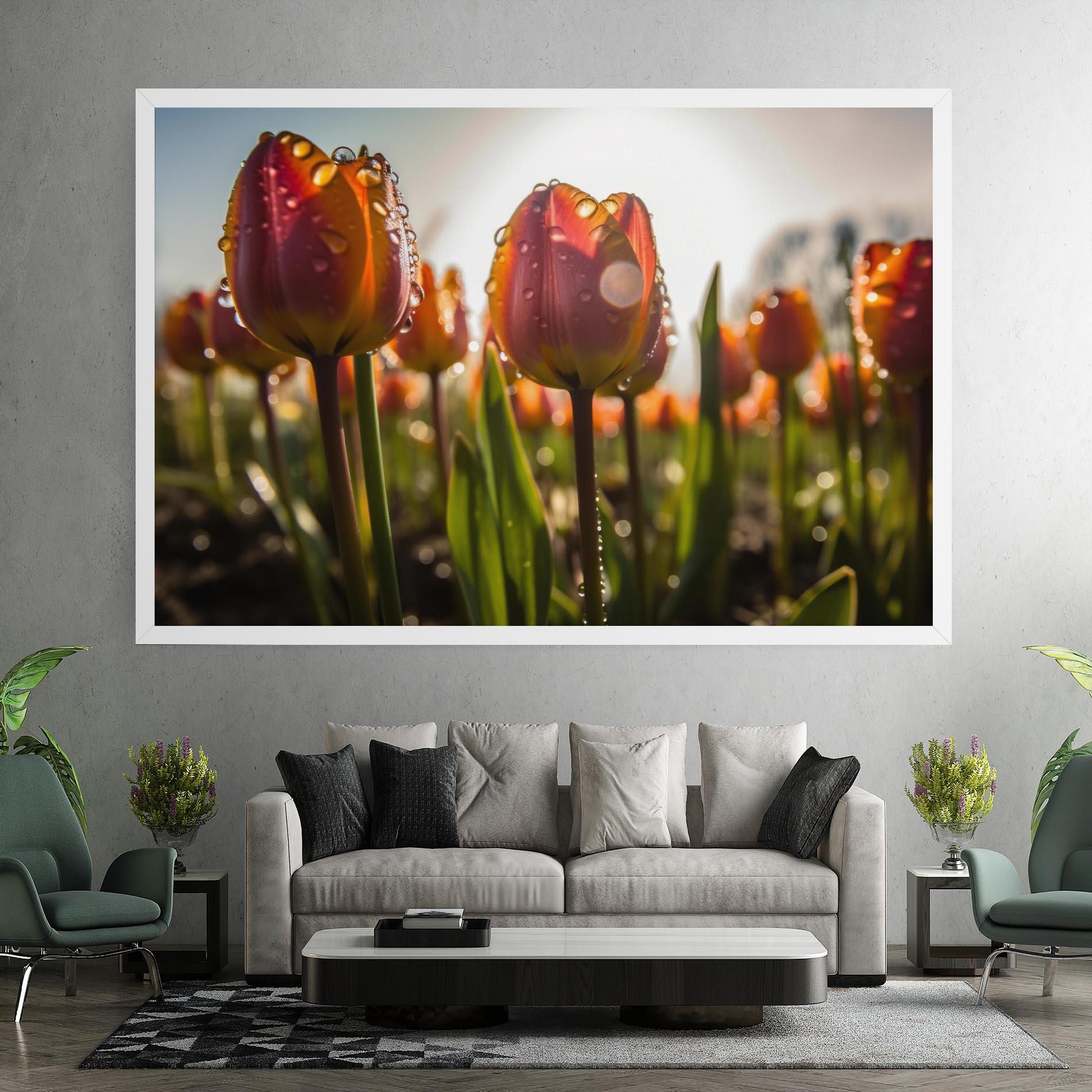 Tablou Canvas Orange Tulips After Rain mockup 7