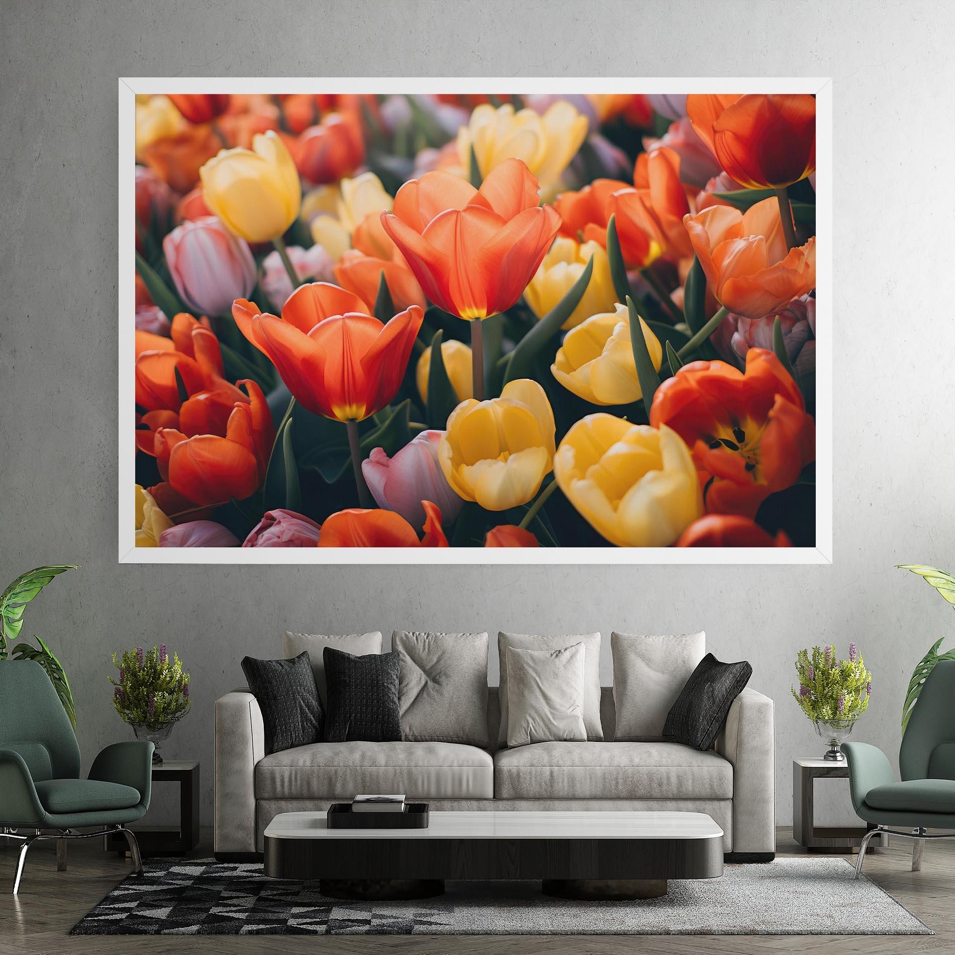 Tablou Canvas Orange Yellow Tulips mockup 7
