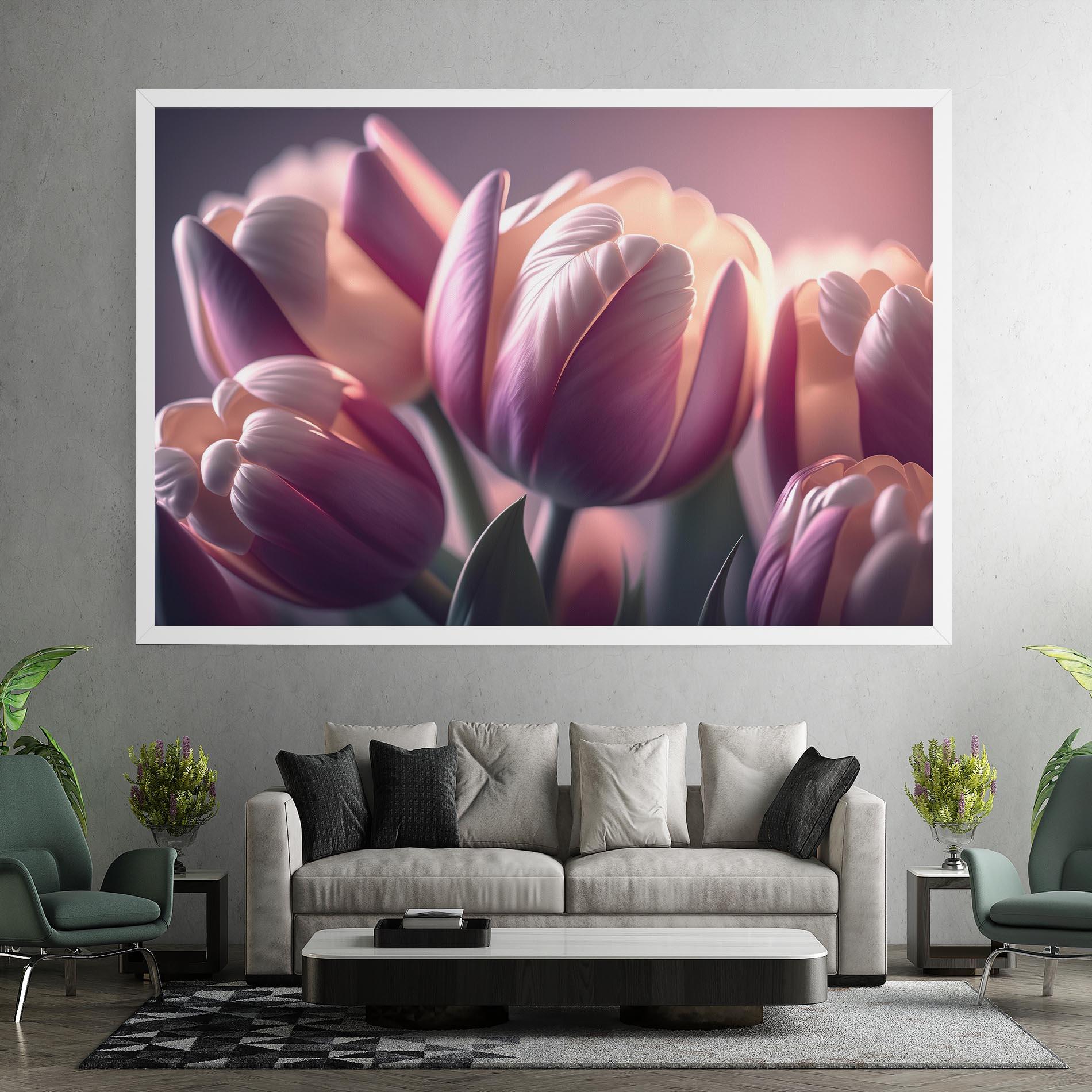 Tablou Canvas Pastel Pink Tulips mockup 7