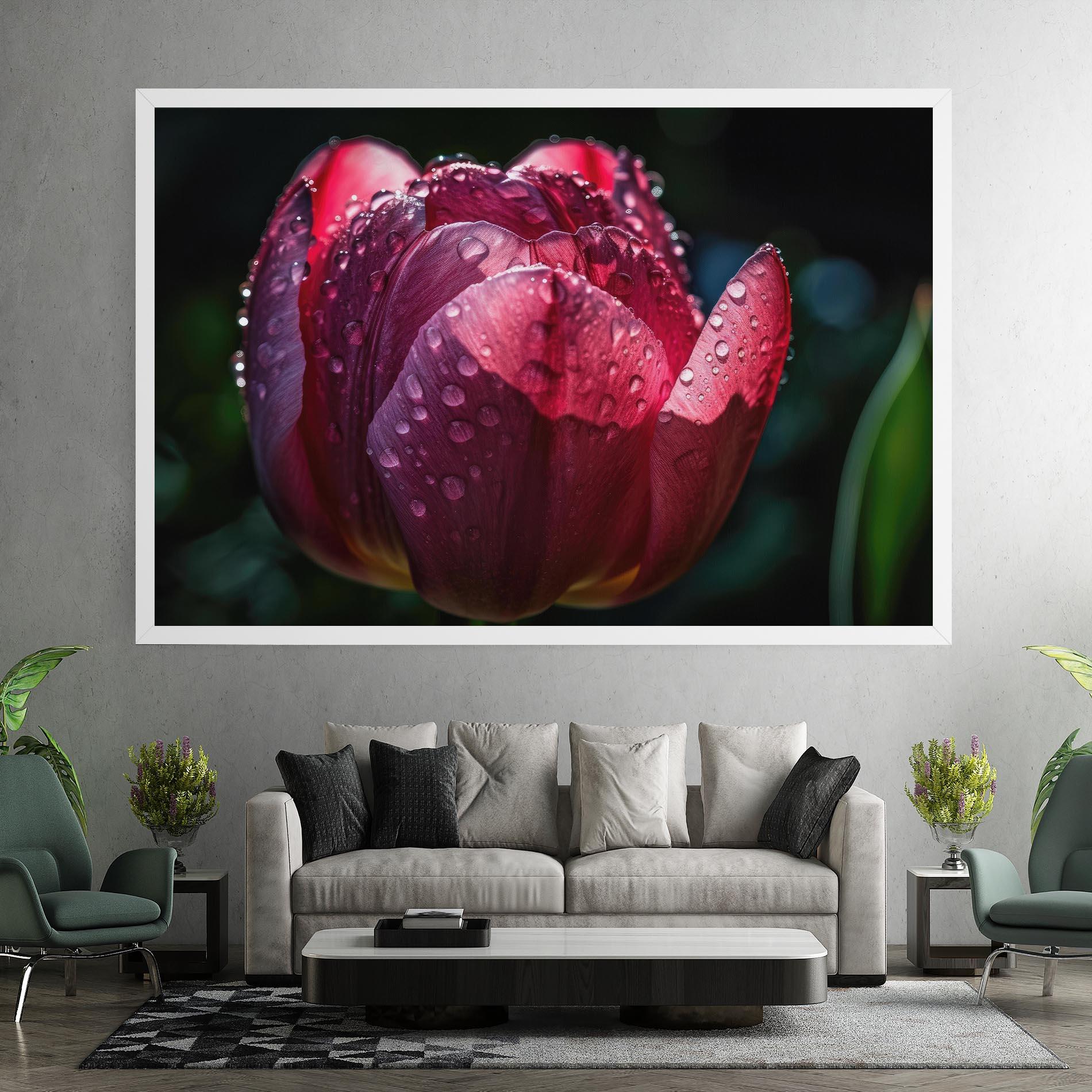 Tablou Canvas Pink Tulip After Rain mockup 7