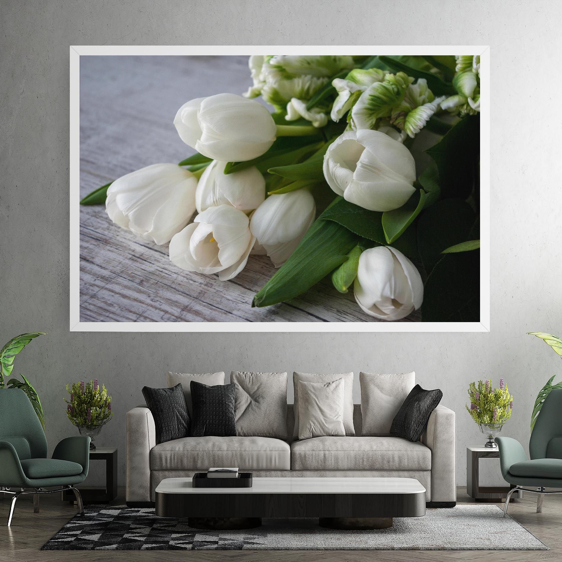 White Tulips Bouquet mockup 7