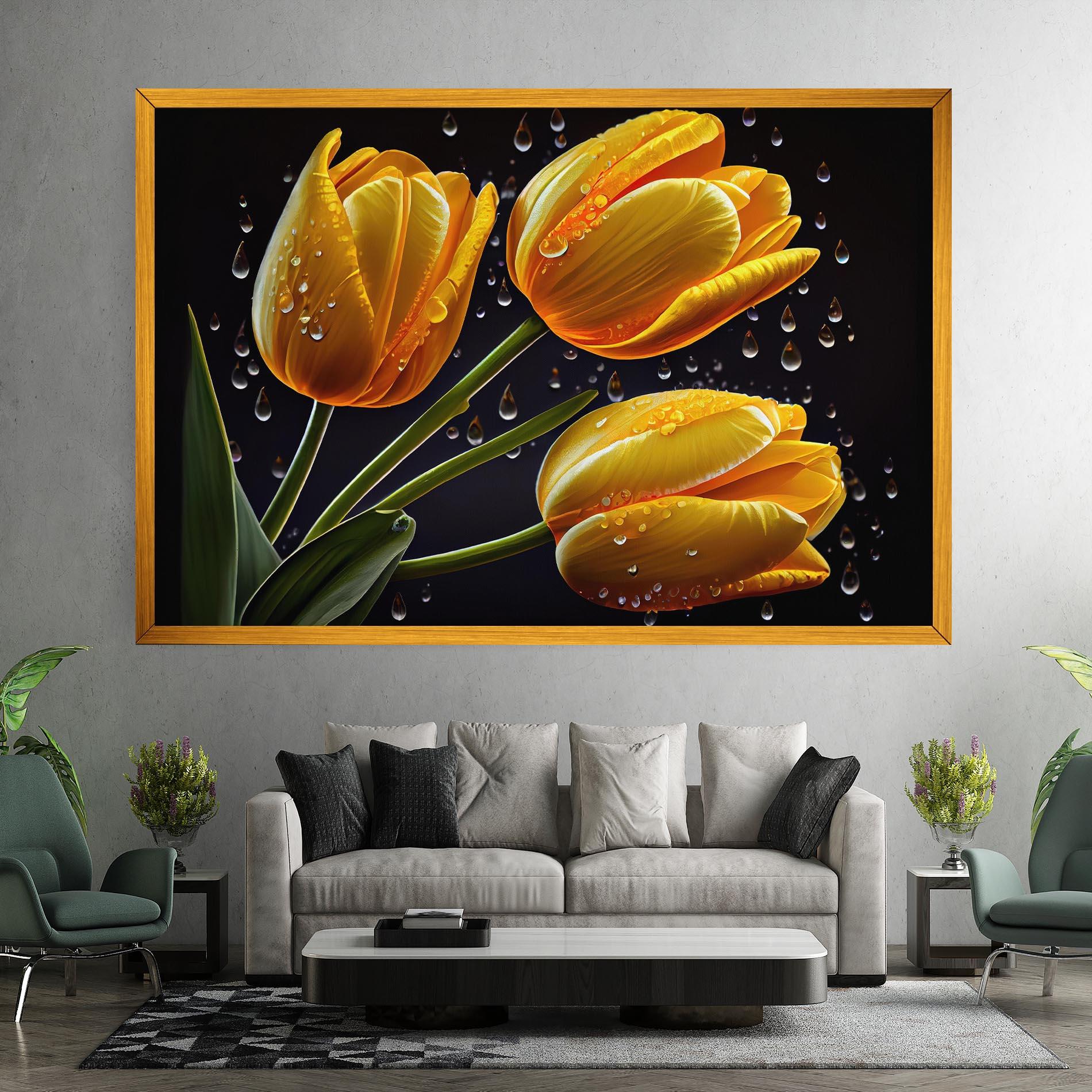 Tablou Canvas 3 Yellow Tulips mockup 7