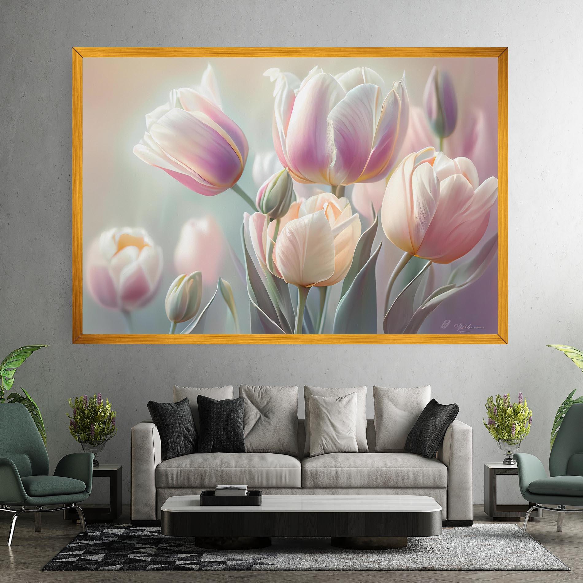 Tablou Canvas Dreamy White Tulips mockup 7