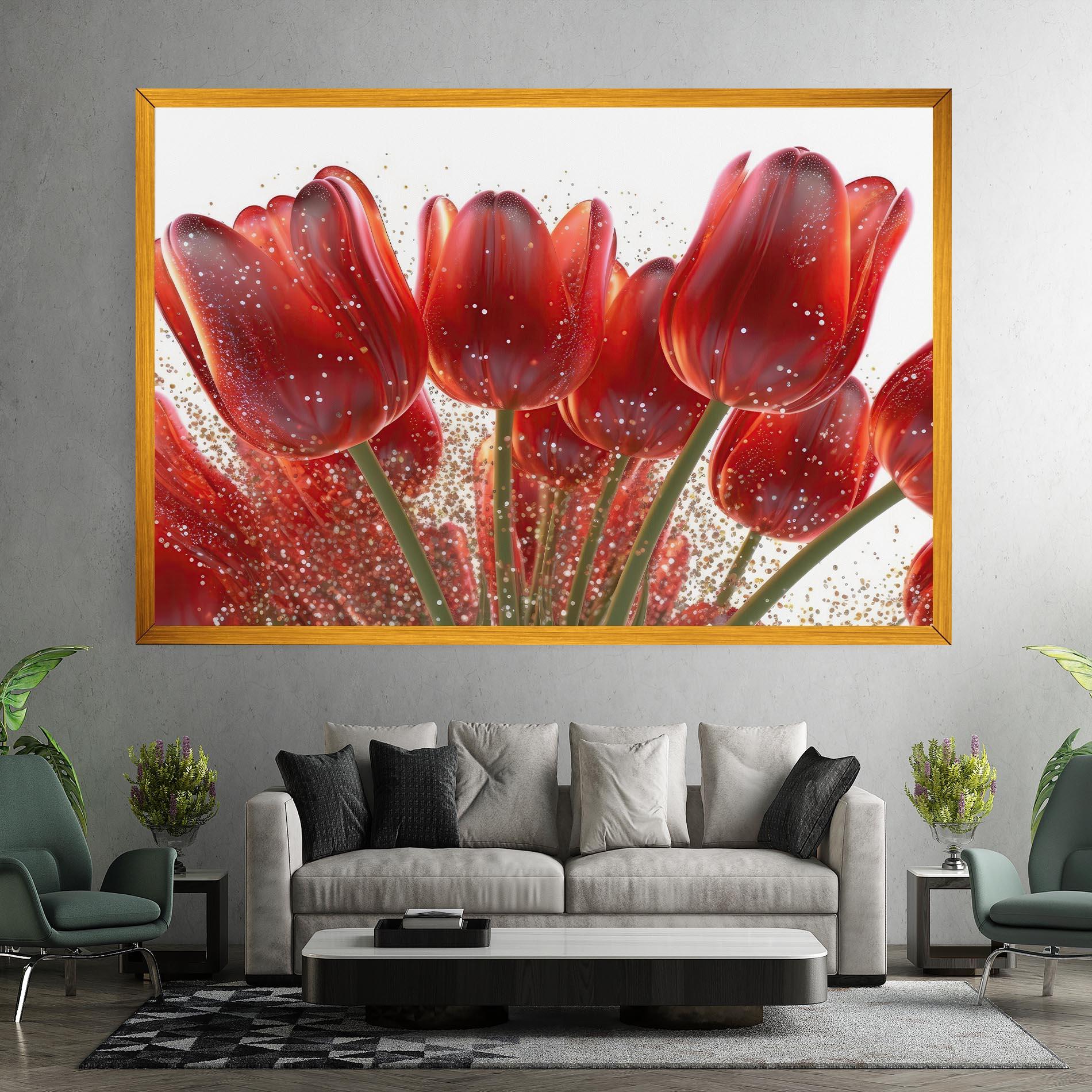 Tablou Canvas Glitter Red Tulips mockup 7