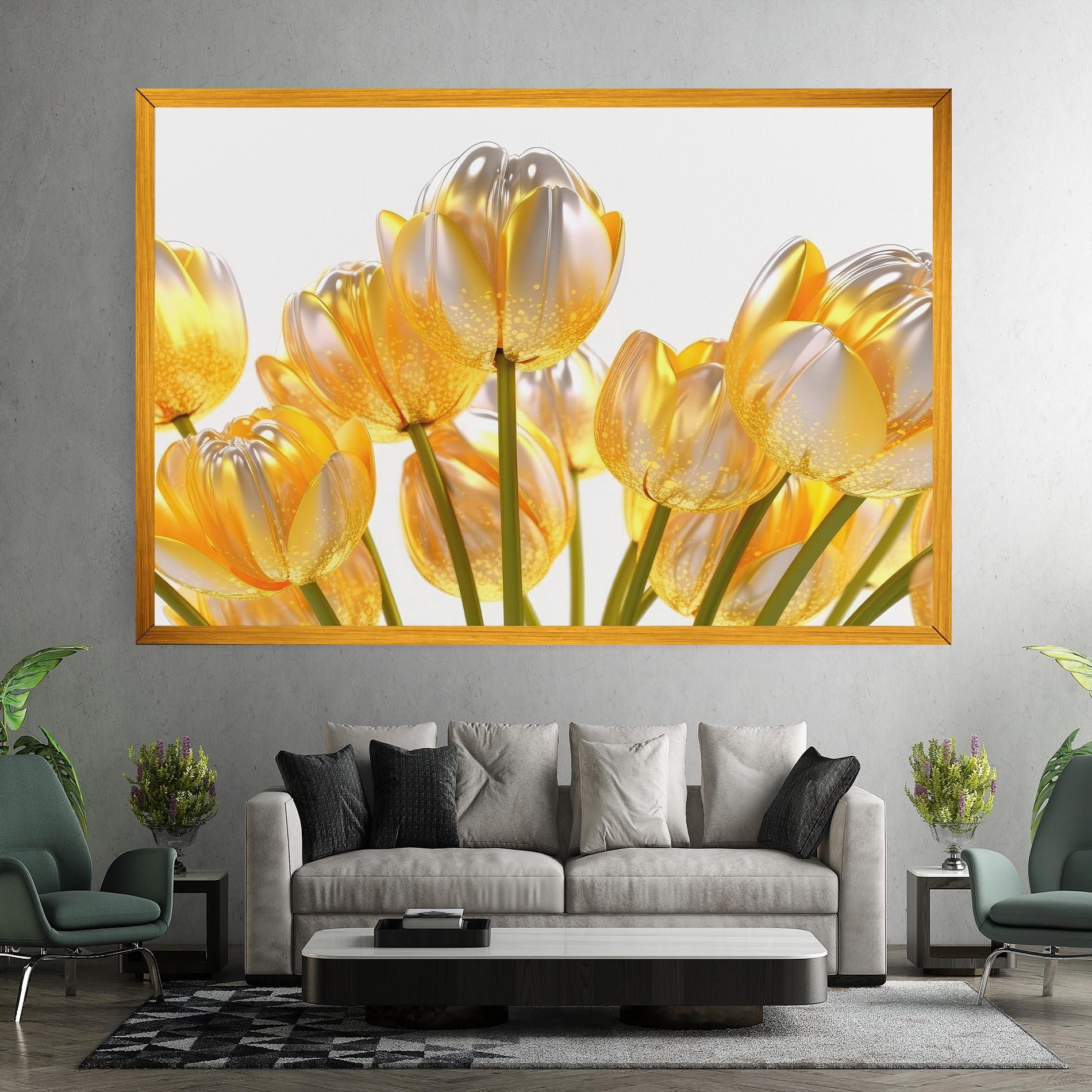 Tablou Canvas Gold White Tulips mockup 7