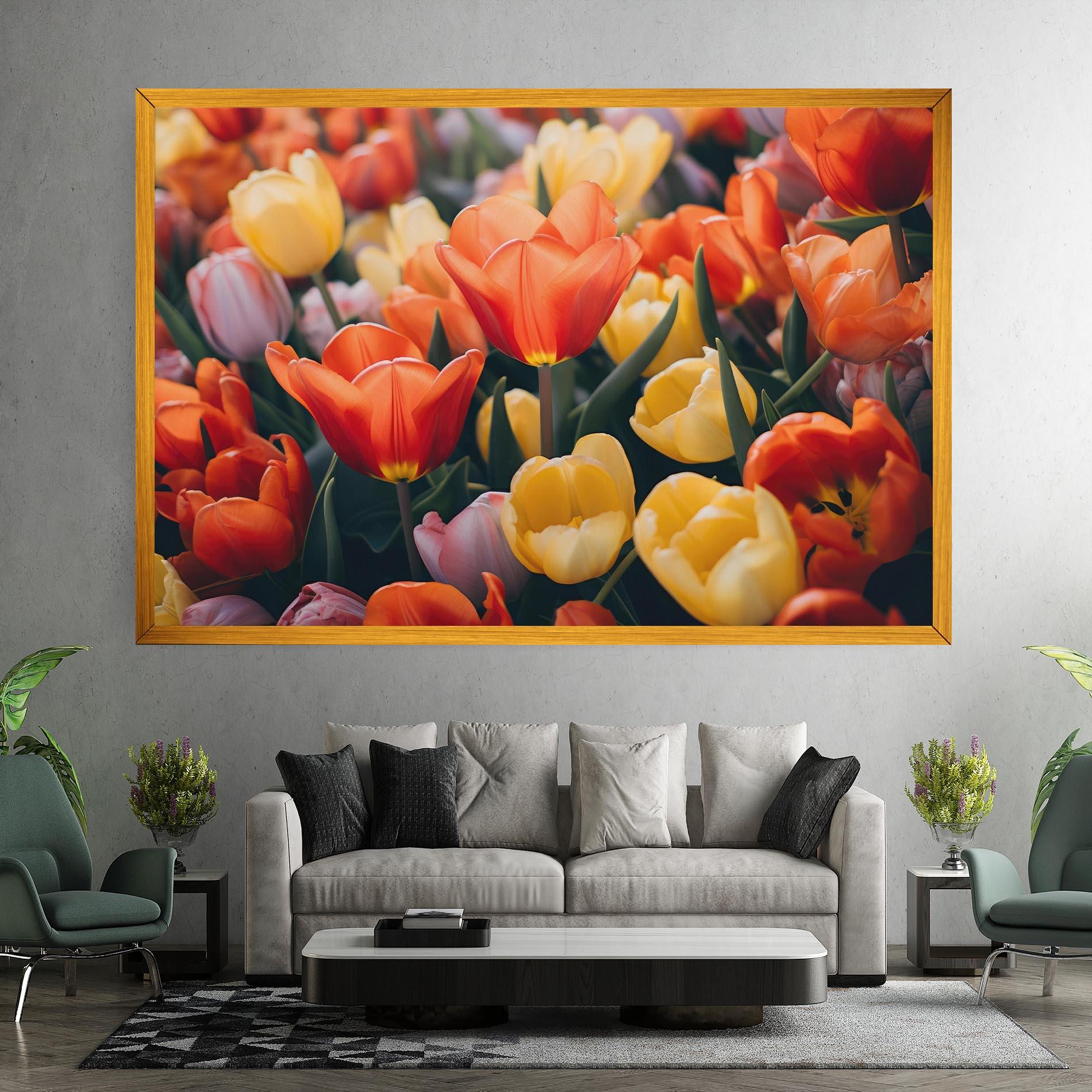 Tablou Canvas Orange Yellow Tulips mockup 7