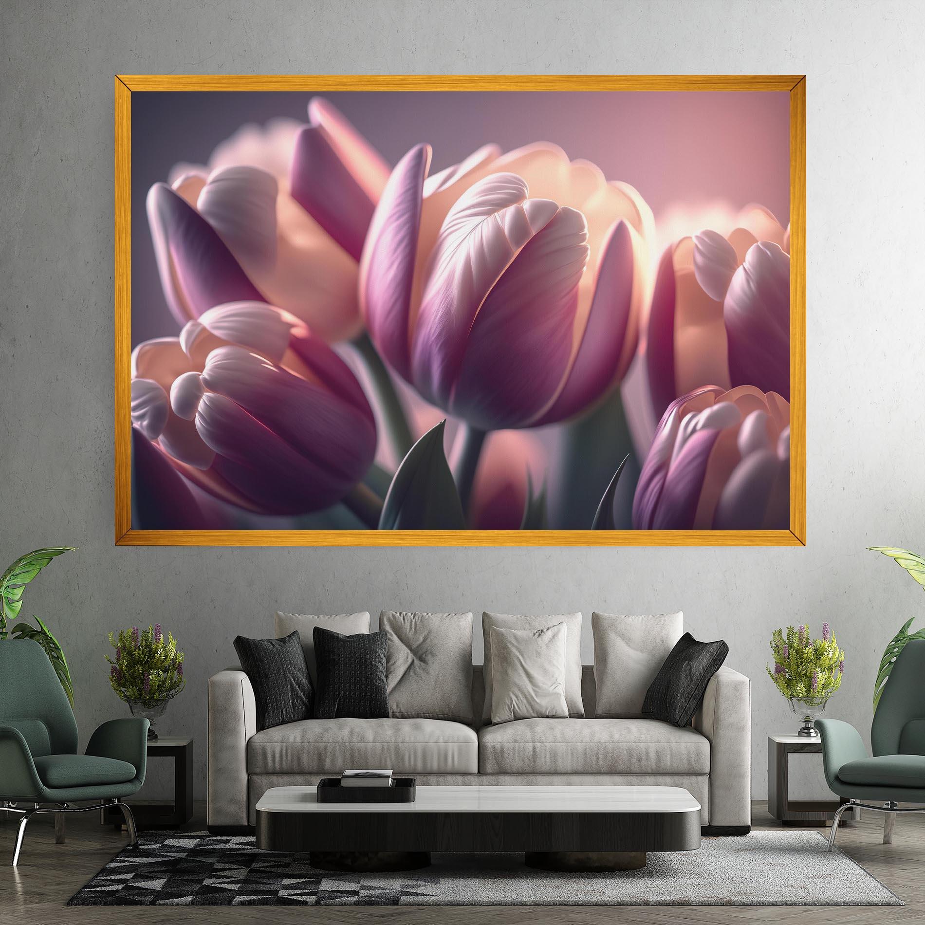 Tablou Canvas Pastel Pink Tulips mockup 7