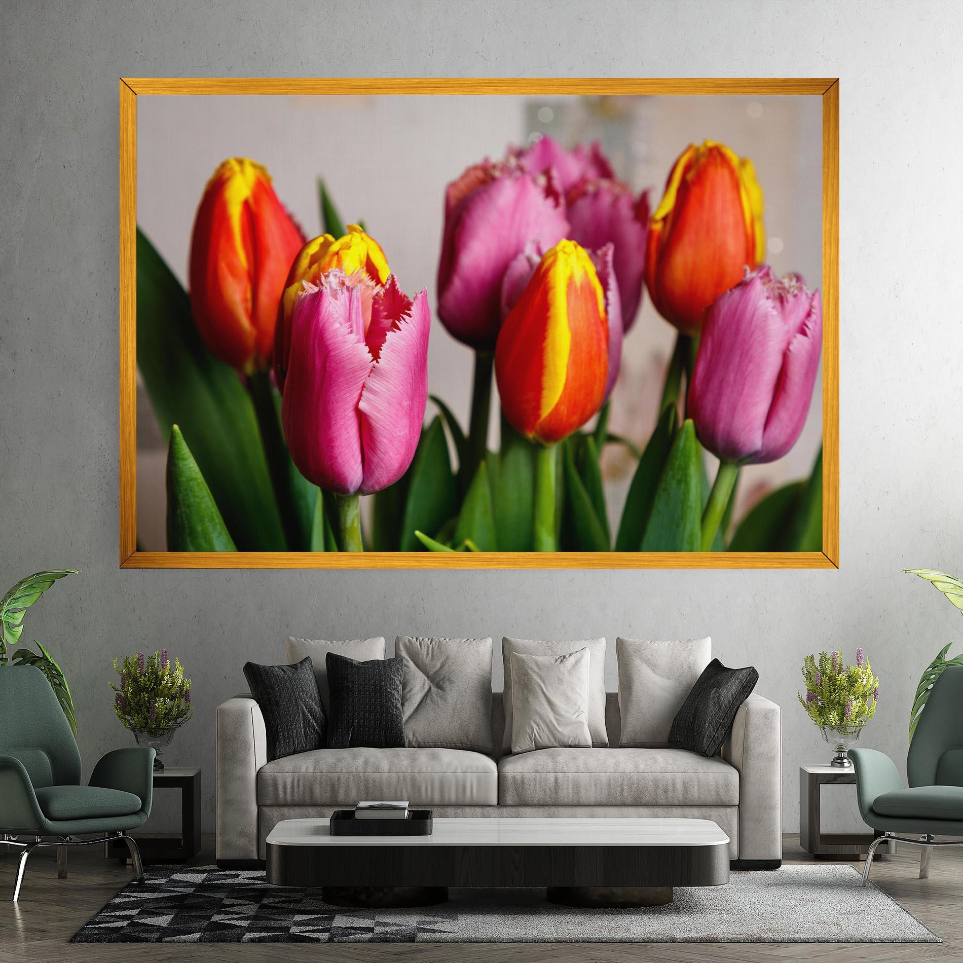 Tablou Canvas Pink Orange Tulips mockup 7